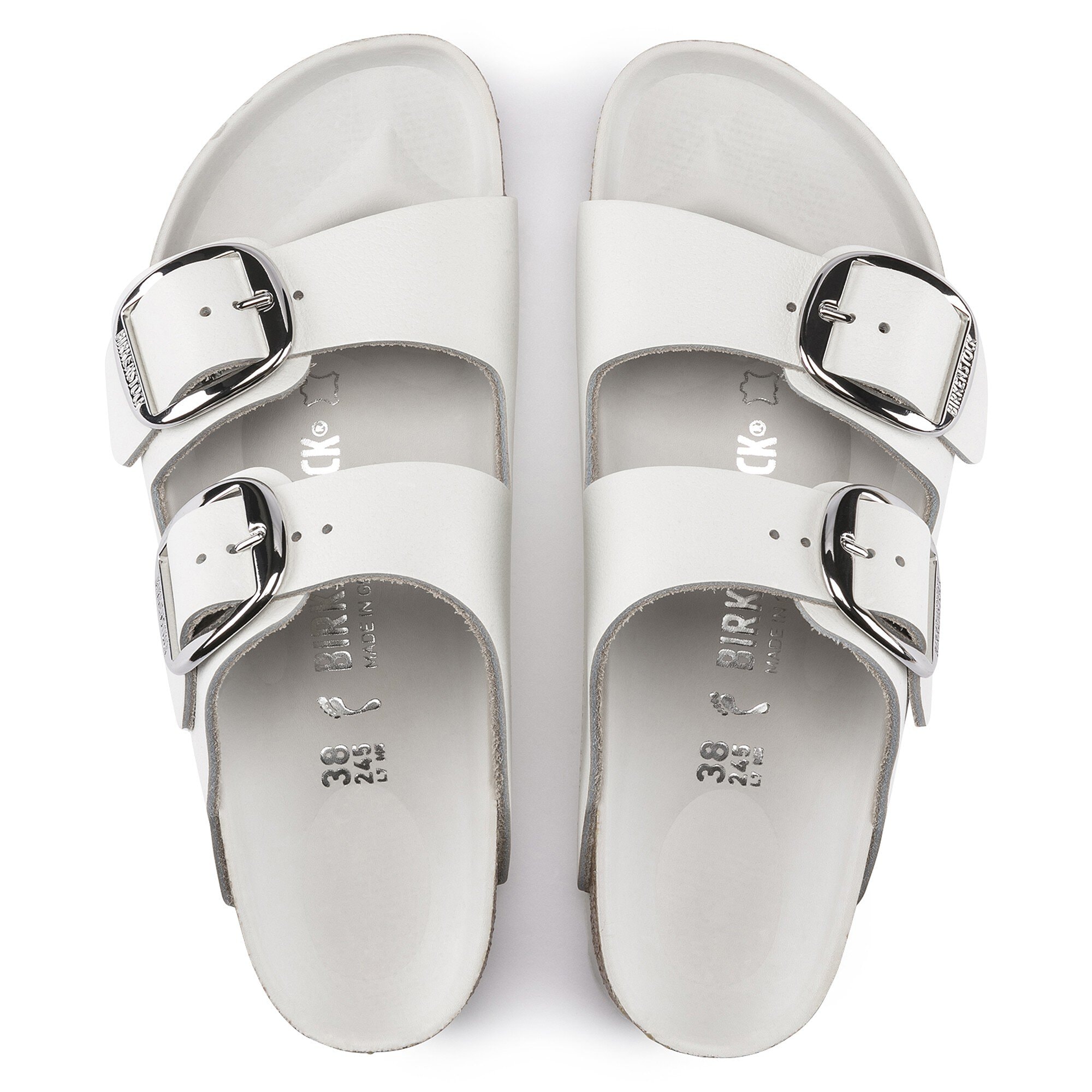 Женские сандалии Birkenstock Arizona Big Buckle Natural Leather, цвет: Белый — фото 2
