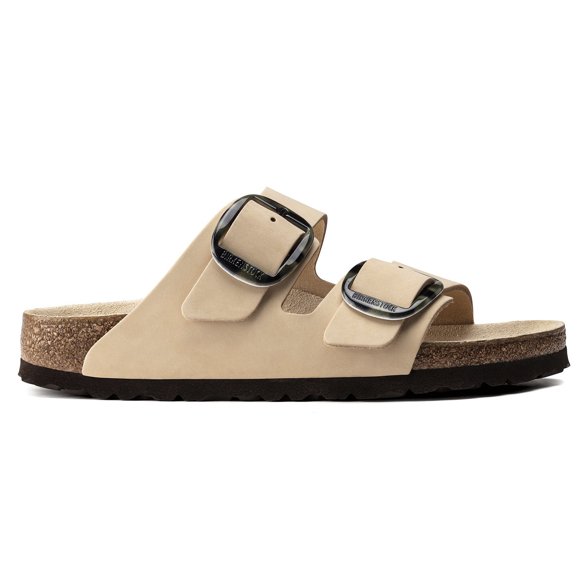 Женские сандалии Birkenstock Arizona Big Buckle Nubuck Leather, цвет: Миндальный — фото 3