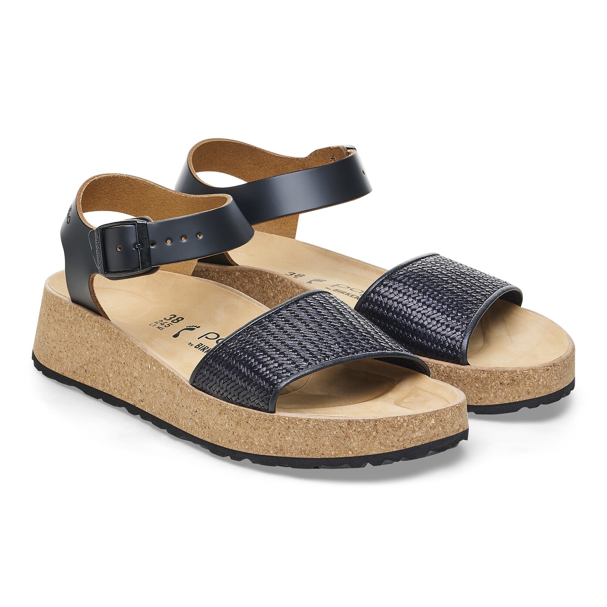 Женские сандалии Birkenstock Glenda Raffia Natural Leather/Synthetics, цвет: Чёрный — фото 6