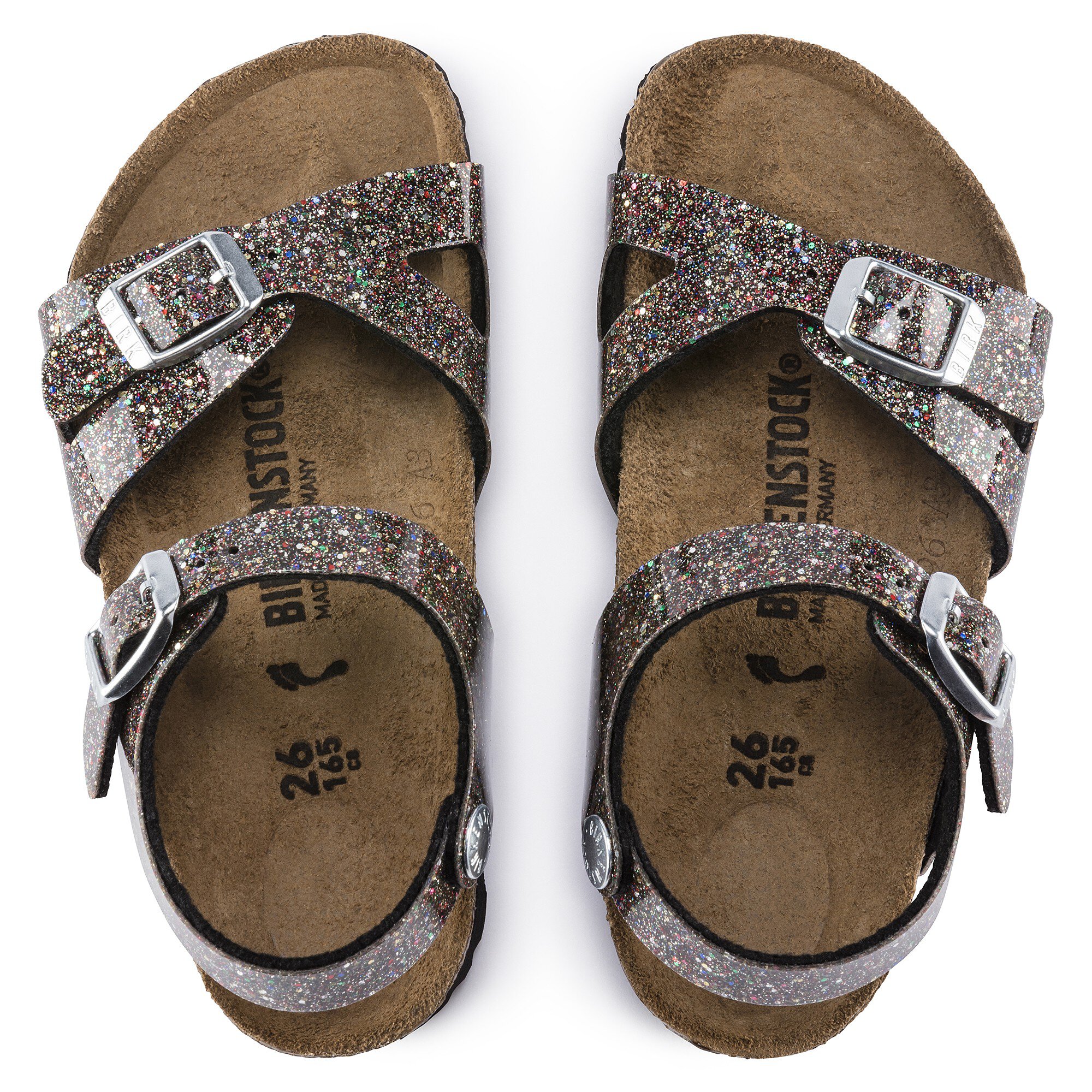 Детские сандалии Birkenstock Rio Kids Birko-Flor, цвет: Чёрный разноцветный — фото 2