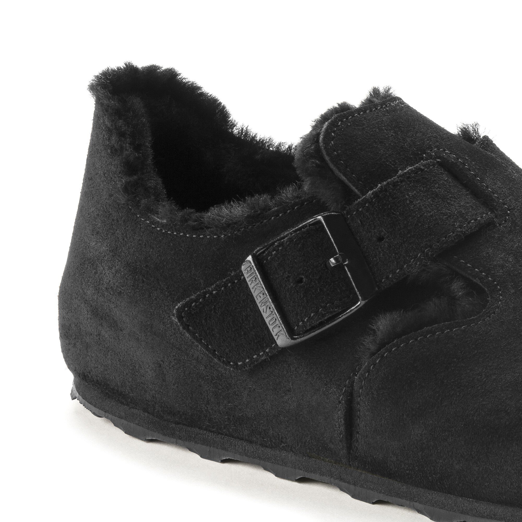 Туфли Birkenstock London Shearling Suede Leather, цвет: Чёрный — фото 4