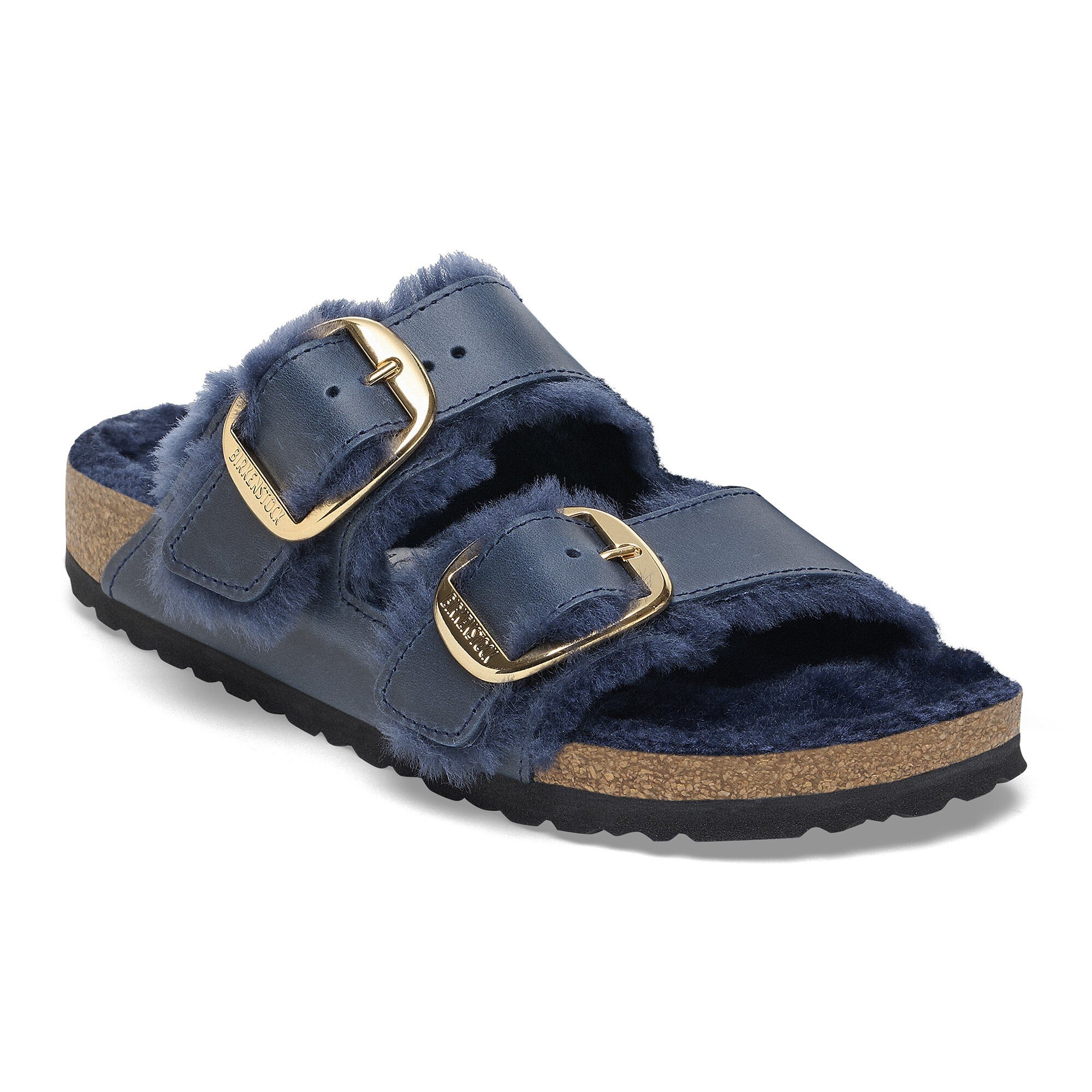 Arizona Big Buckle Shearling Oiled Leather in Color Midnight Blue