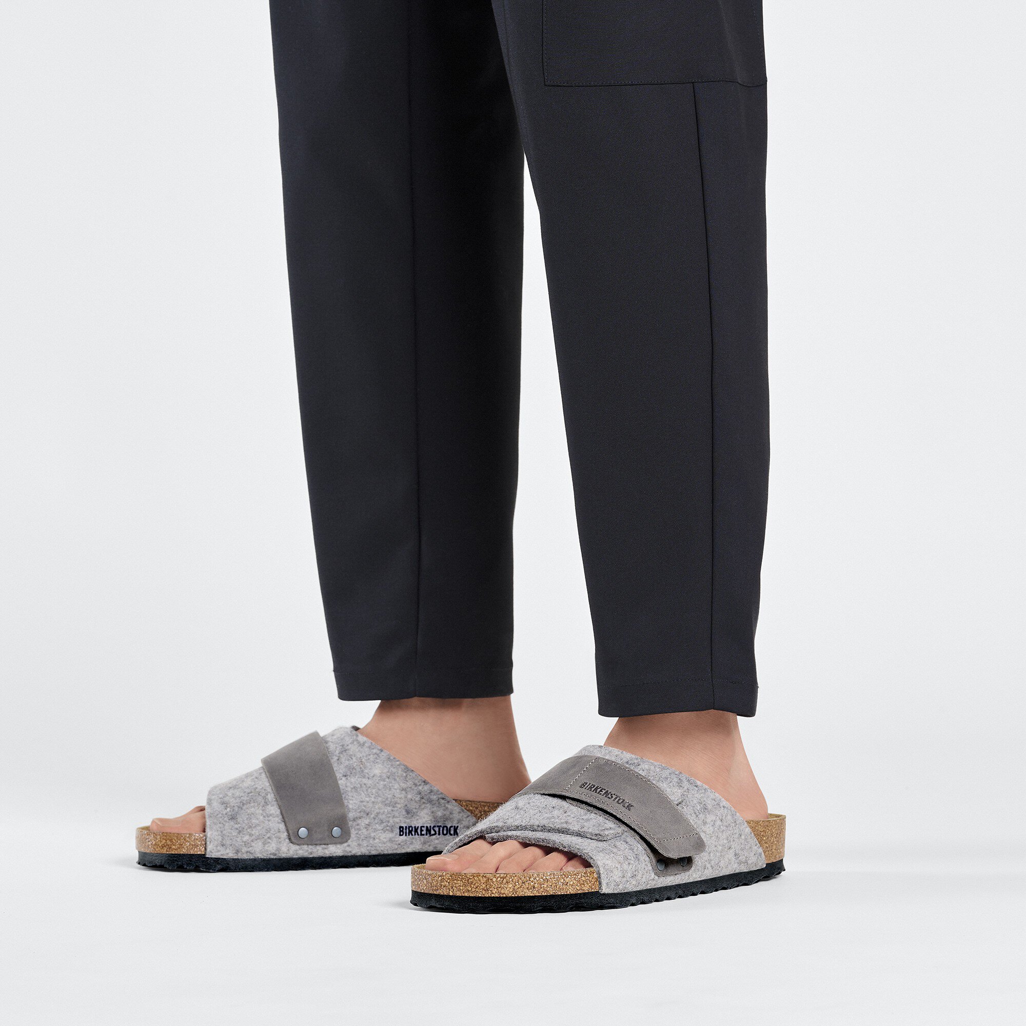 Сабо Birkenstock Kyoto Leather/Textile/Felt, цвет: Светлый серый — фото 4