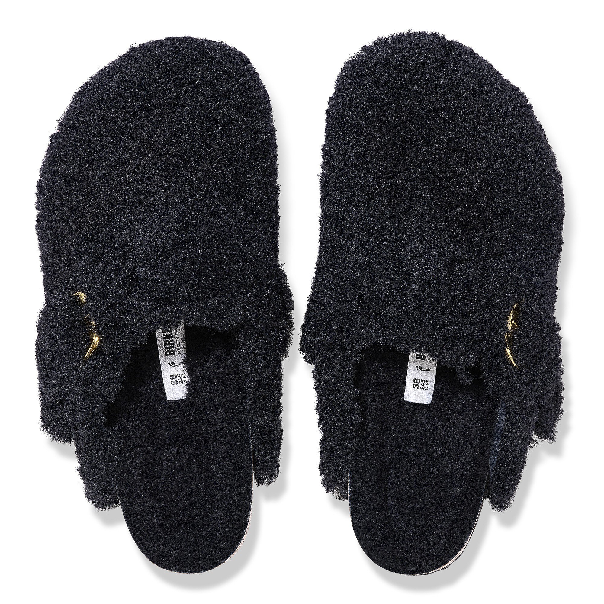 Сабо Birkenstock Boston Big Buckle Fur, цвет: Чёрный золотой — фото 2