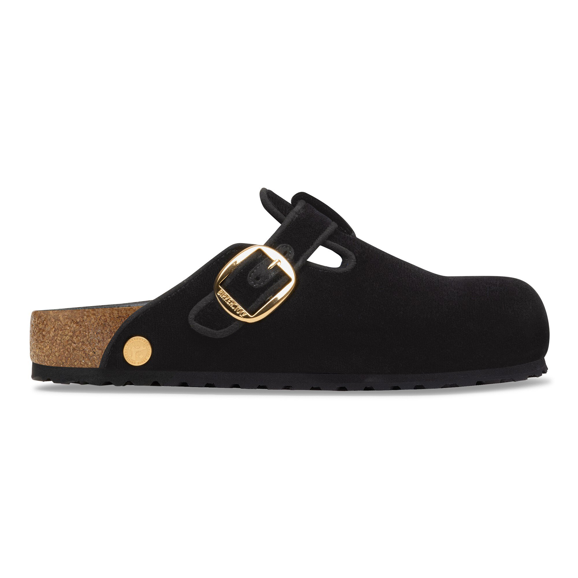 Сабо Birkenstock Boston Big Buckle Piping Rivet Logo Textile, цвет: Бархатный чёрный — фото 3