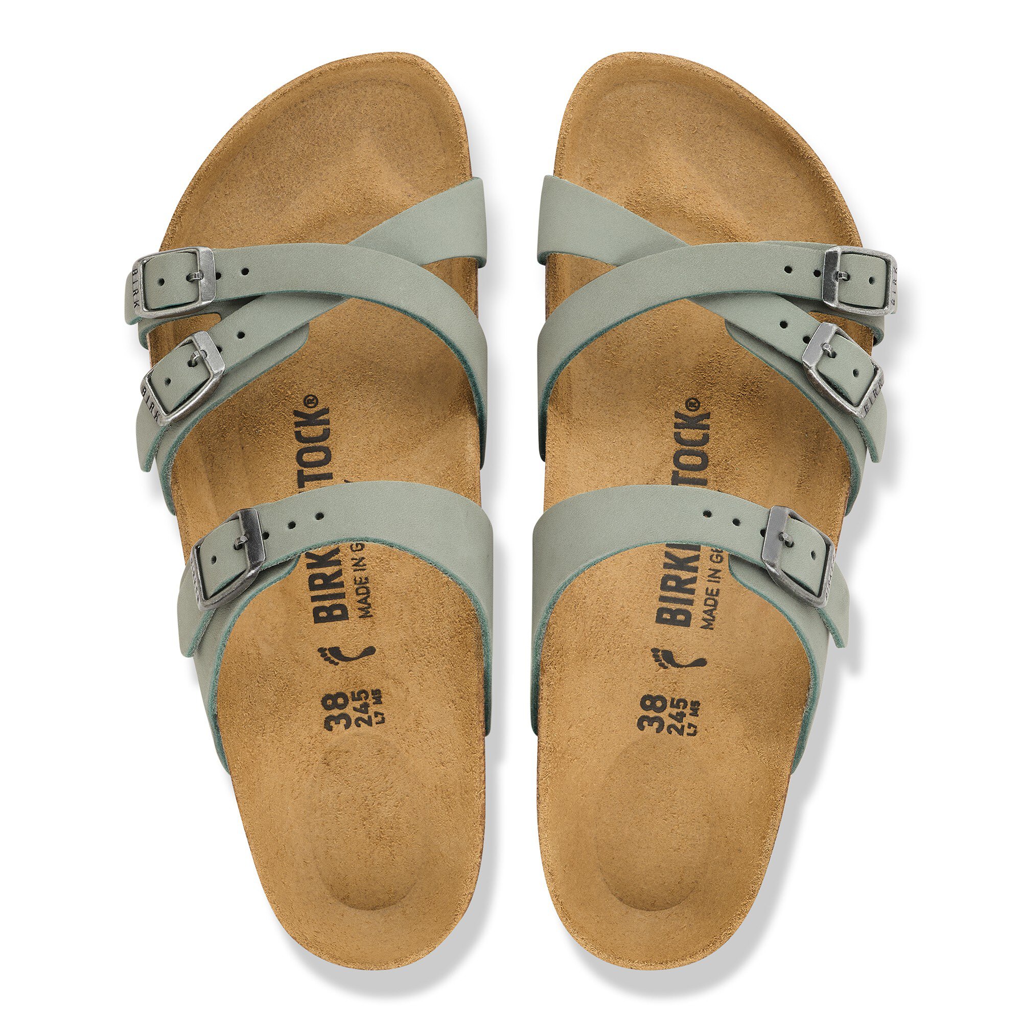 Женские сандалии Birkenstock Franca Nubuck Leather, цвет: Чистый шалфейный — фото 2