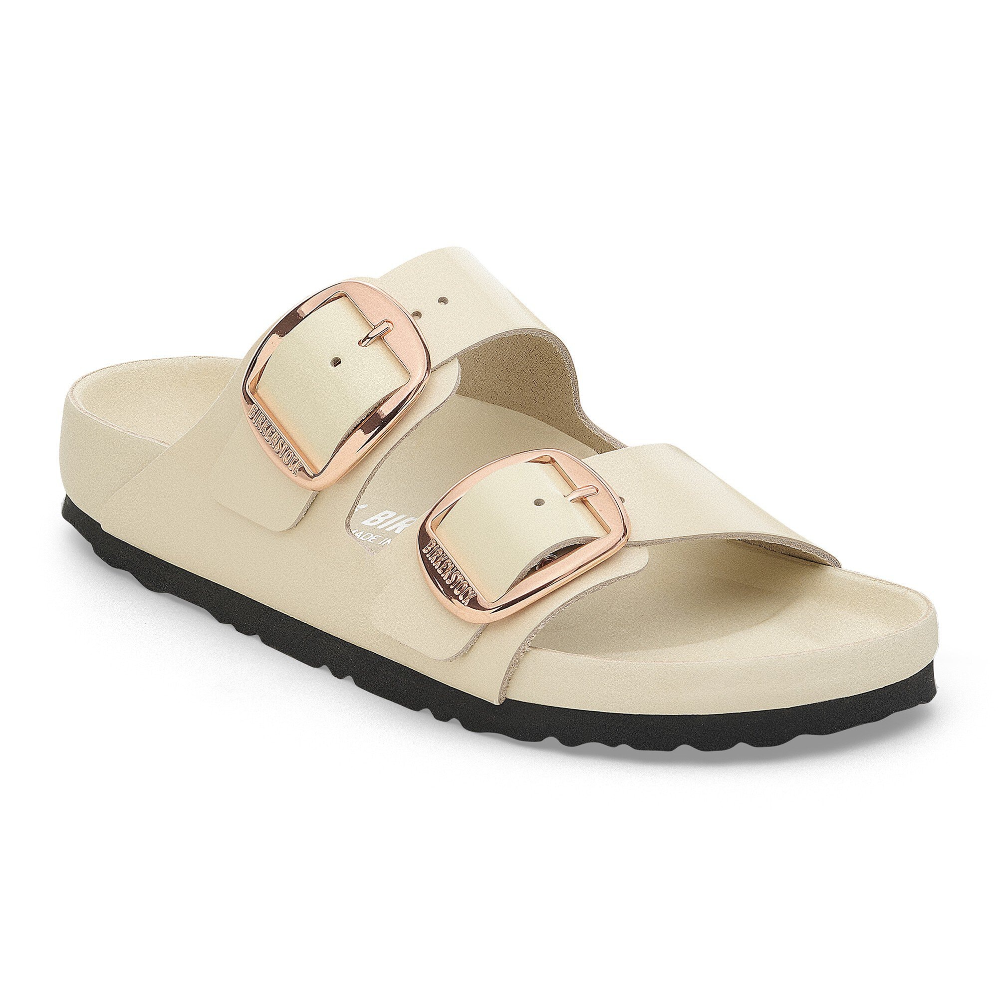 Arizona Big Buckle Natural Leather Patent in Color High Shine Ecru