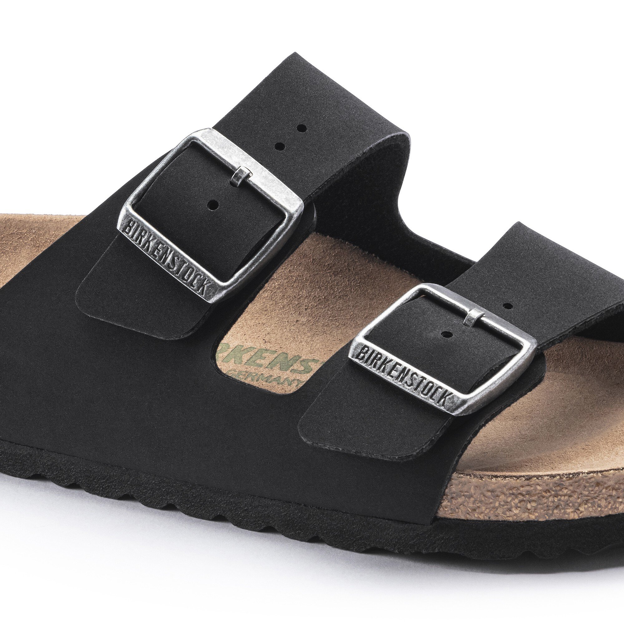 Сандалии Birkenstock Arizona Vegan Birko-Flor Nubuck, цвет: Чёрный — фото 6
