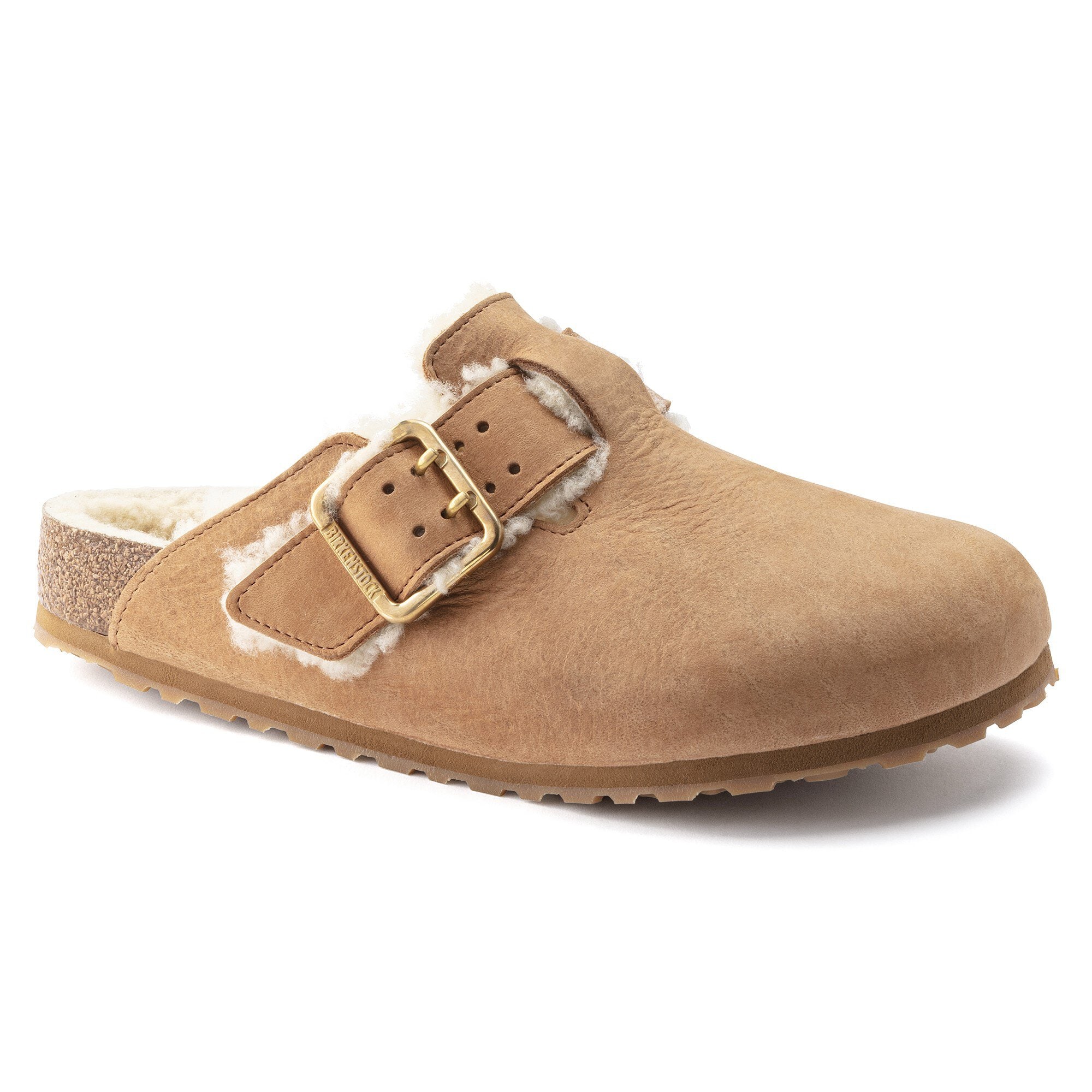 Boston Bold Shearling Nubuck Leather in Color Cognac | BIRKENSTOCK US