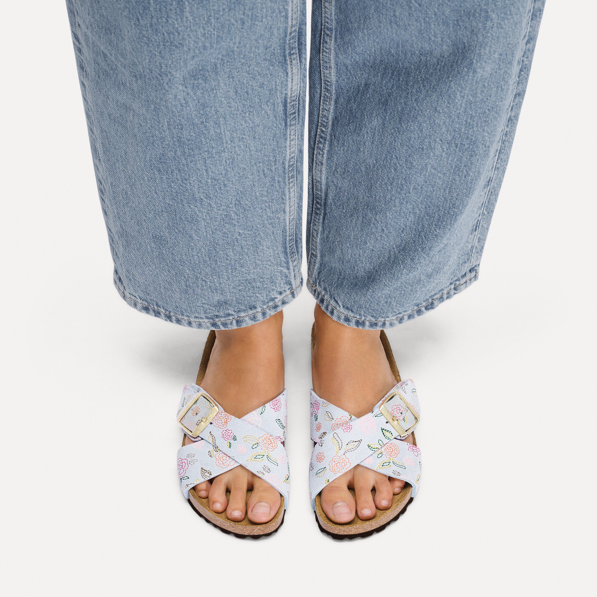 Женские сандалии Birkenstock Siena Suede Leather, цвет: Синий с принтом — фото 7
