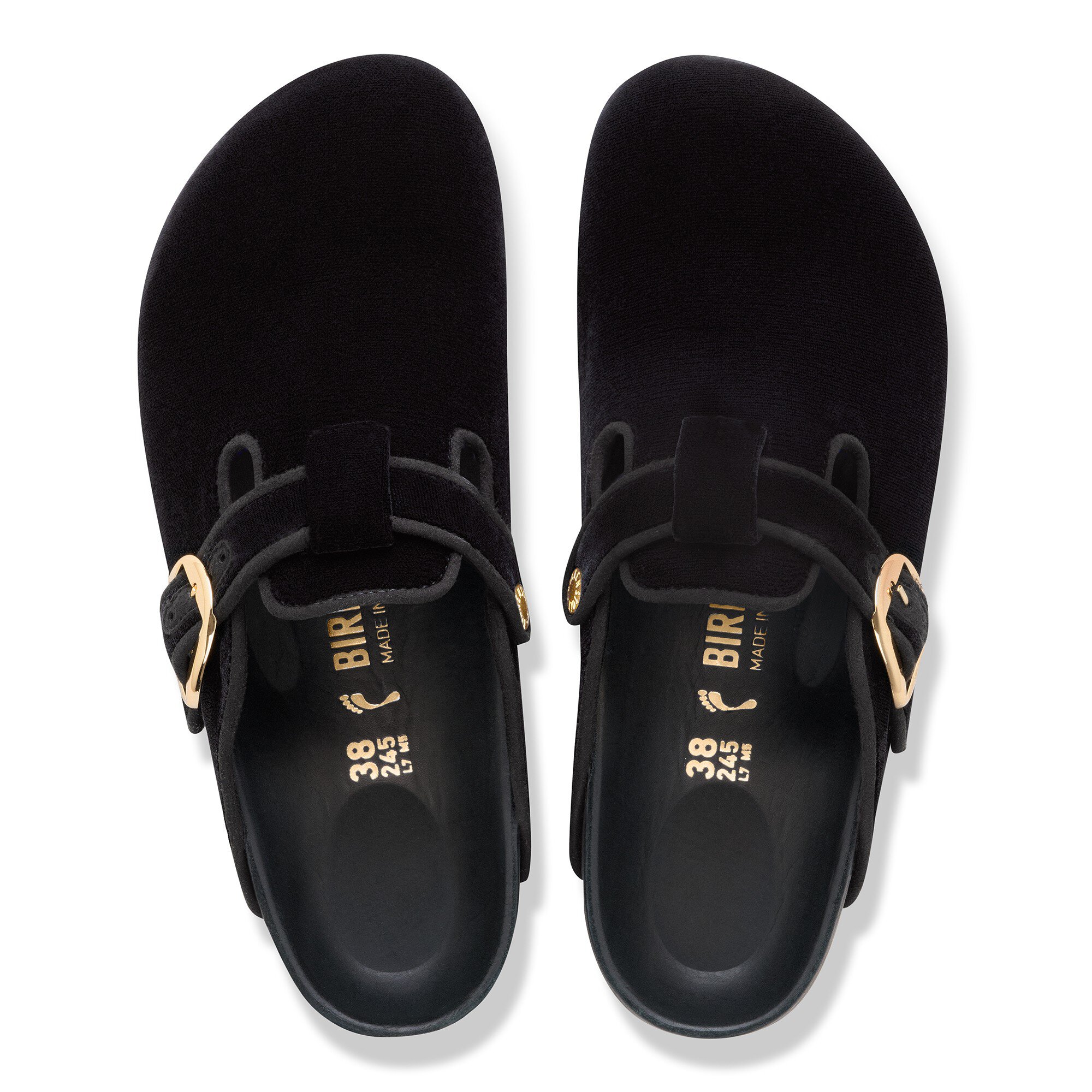 Сабо Birkenstock Boston Big Buckle Piping Rivet Logo Textile, цвет: Бархатный чёрный — фото 2