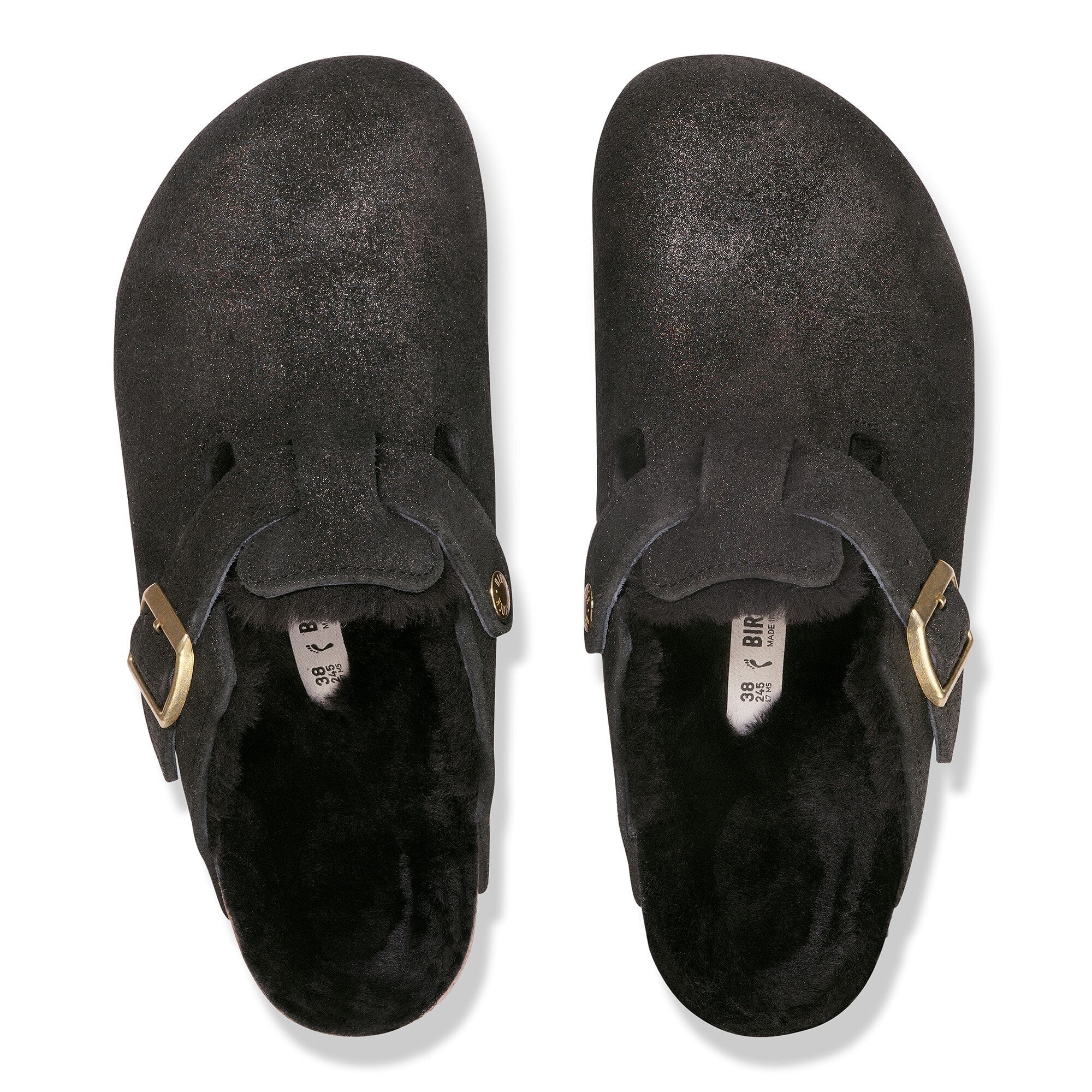 Сабо Birkenstock Boston Shearling Suede Leather/Fur, цвет: Чёрный замшевый — фото 2