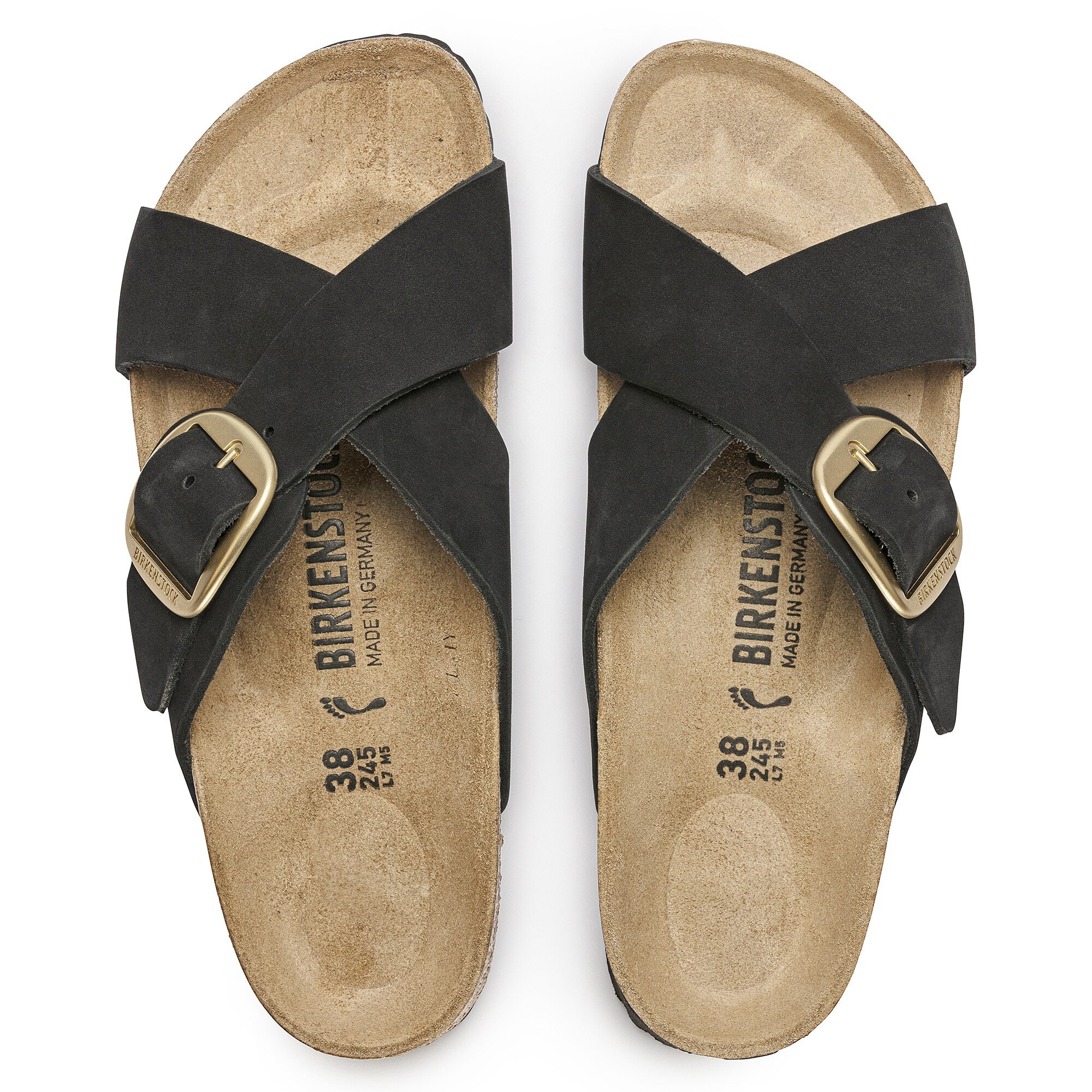 Женские сандалии Birkenstock Siena Big Buckle Nubuck Leather, цвет: Чёрный — фото 2