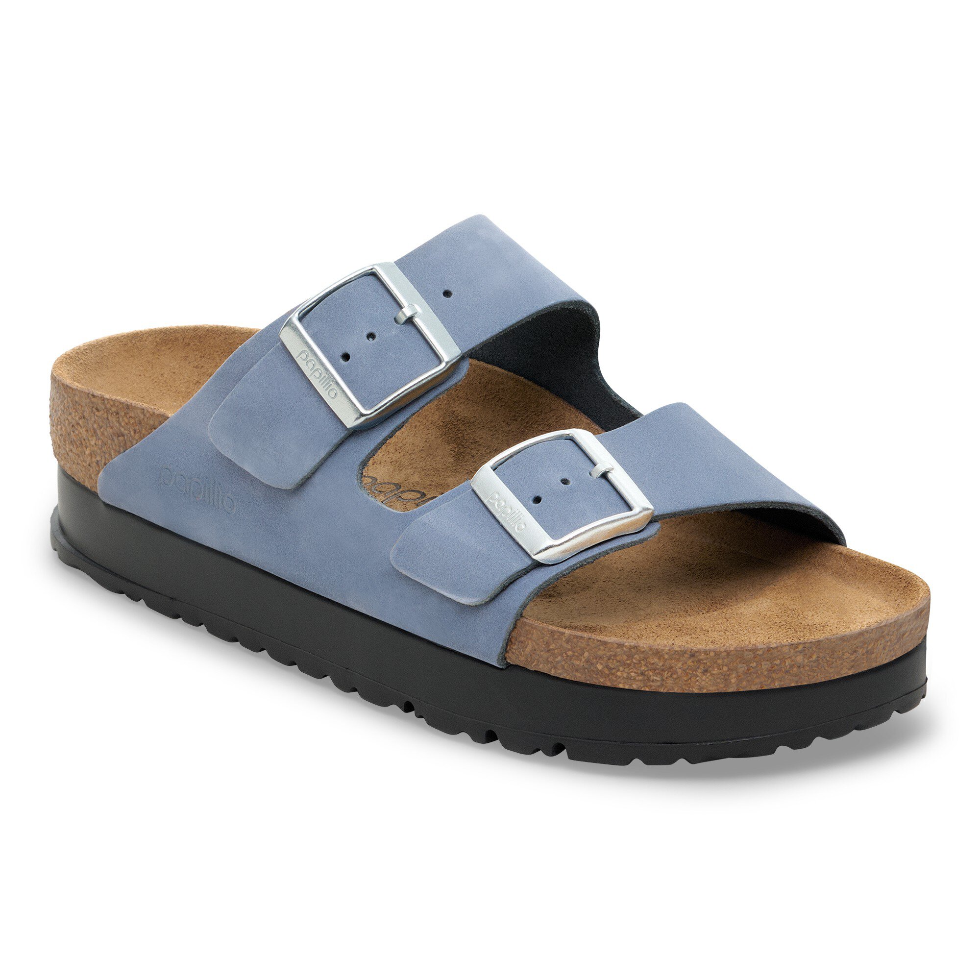 ミ*ー様 BIRKENSTOCK スエード サンダル ブルー 40 Arizona Flex Platform Nubuck Leather in Color Stone Blue