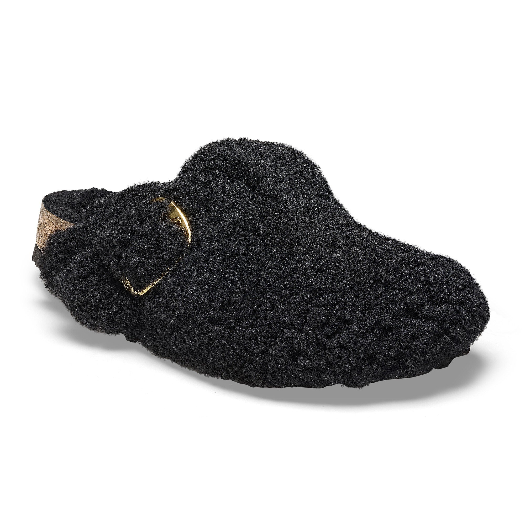 Boston Big Buckle Shearling in Color Black Gold