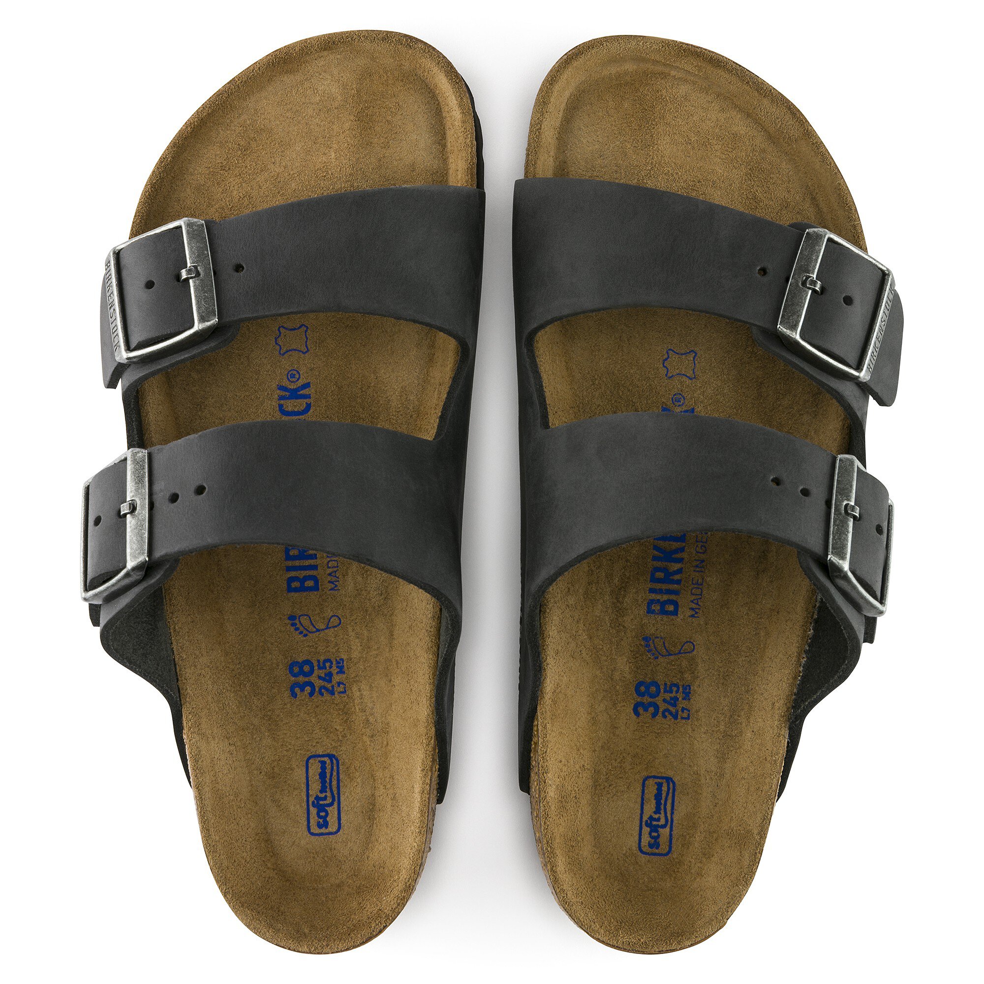 Сандалии Birkenstock Arizona Soft Footbed Natural Leather Oiled, цвет: Чёрный — фото 2
