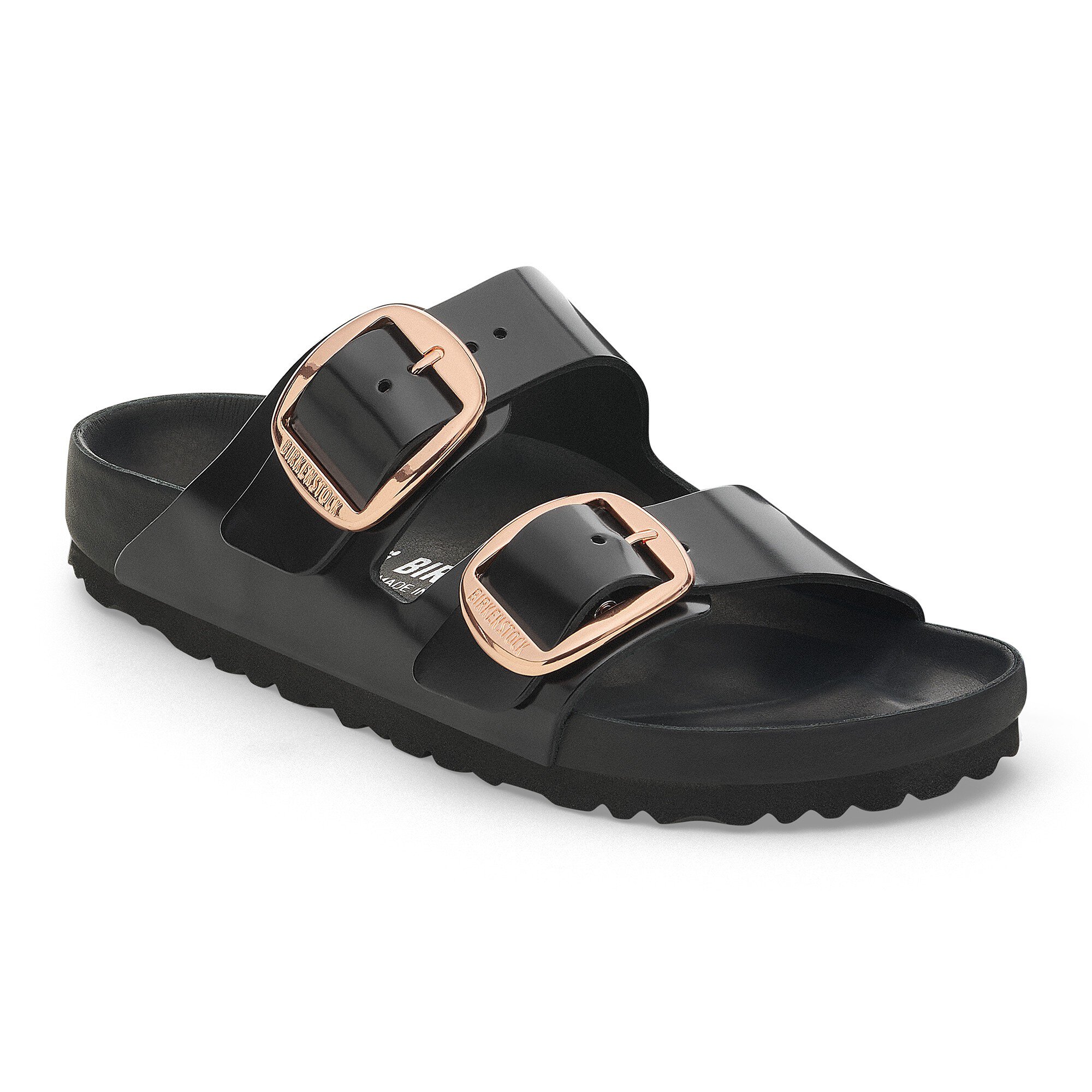 Birkenstock ブラックサンダル 41 Arizona Big Buckle Natural Leather Patent in Color High Shine