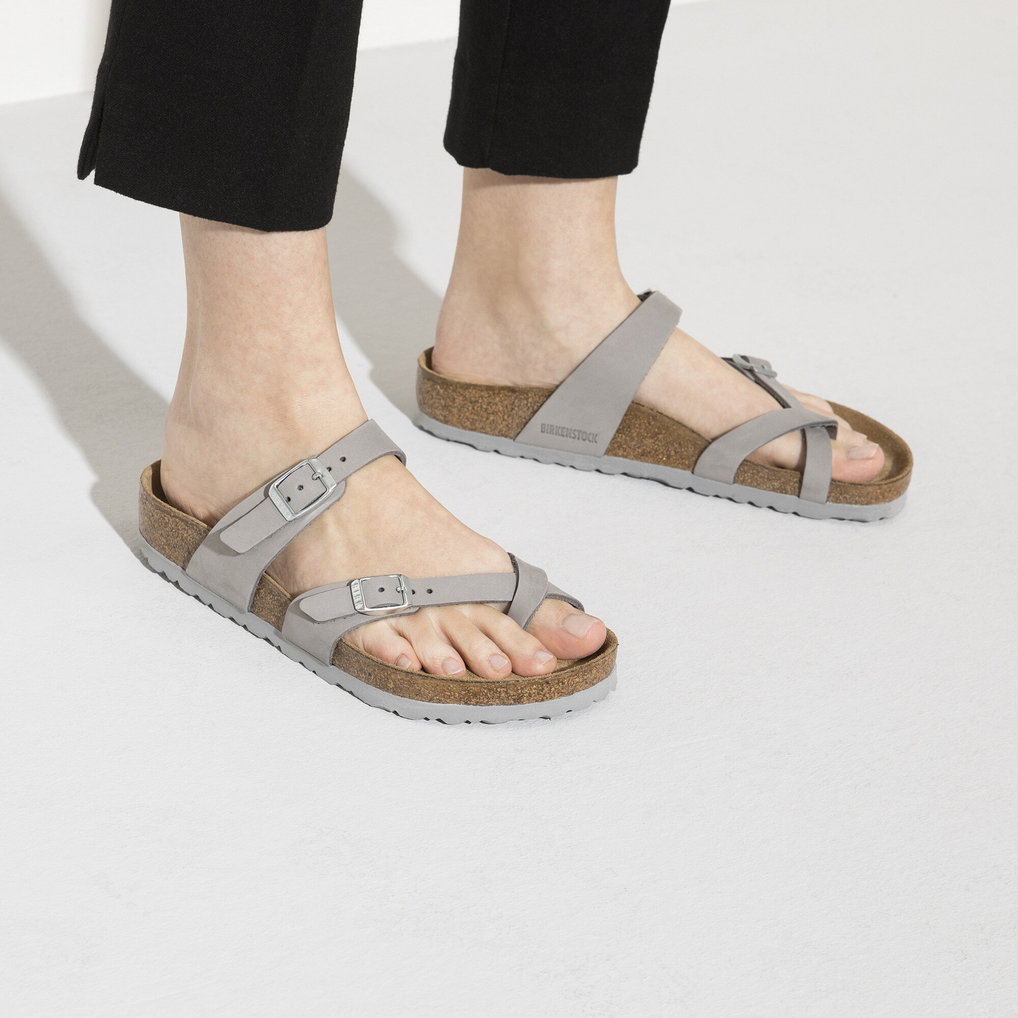 Женские сандалии Birkenstock Mayari Nubuck Leather, цвет: Серый — фото 6