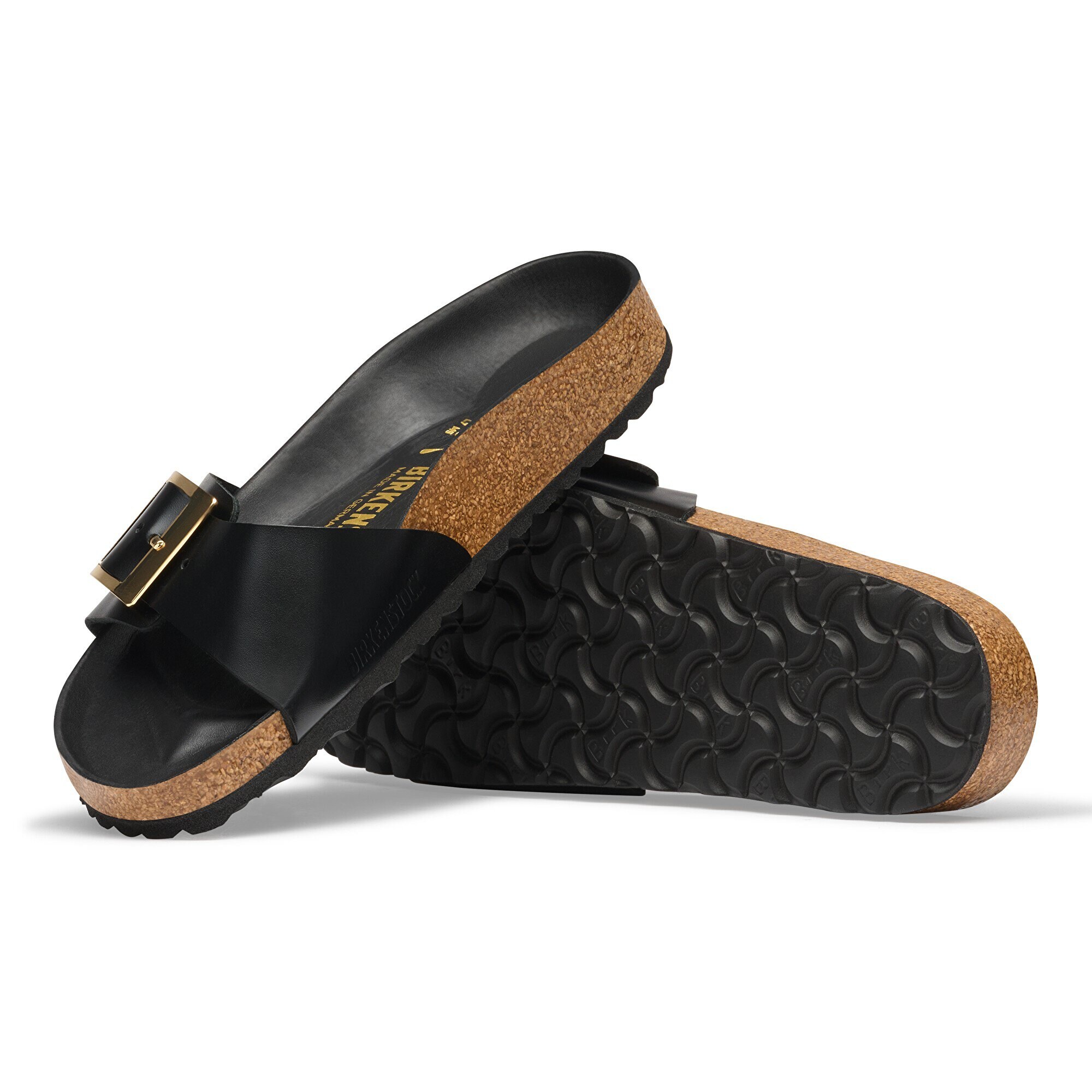 Женские сандалии Birkenstock Madrid Cushion Buckle Natural Leather, цвет: Чёрный — фото 6