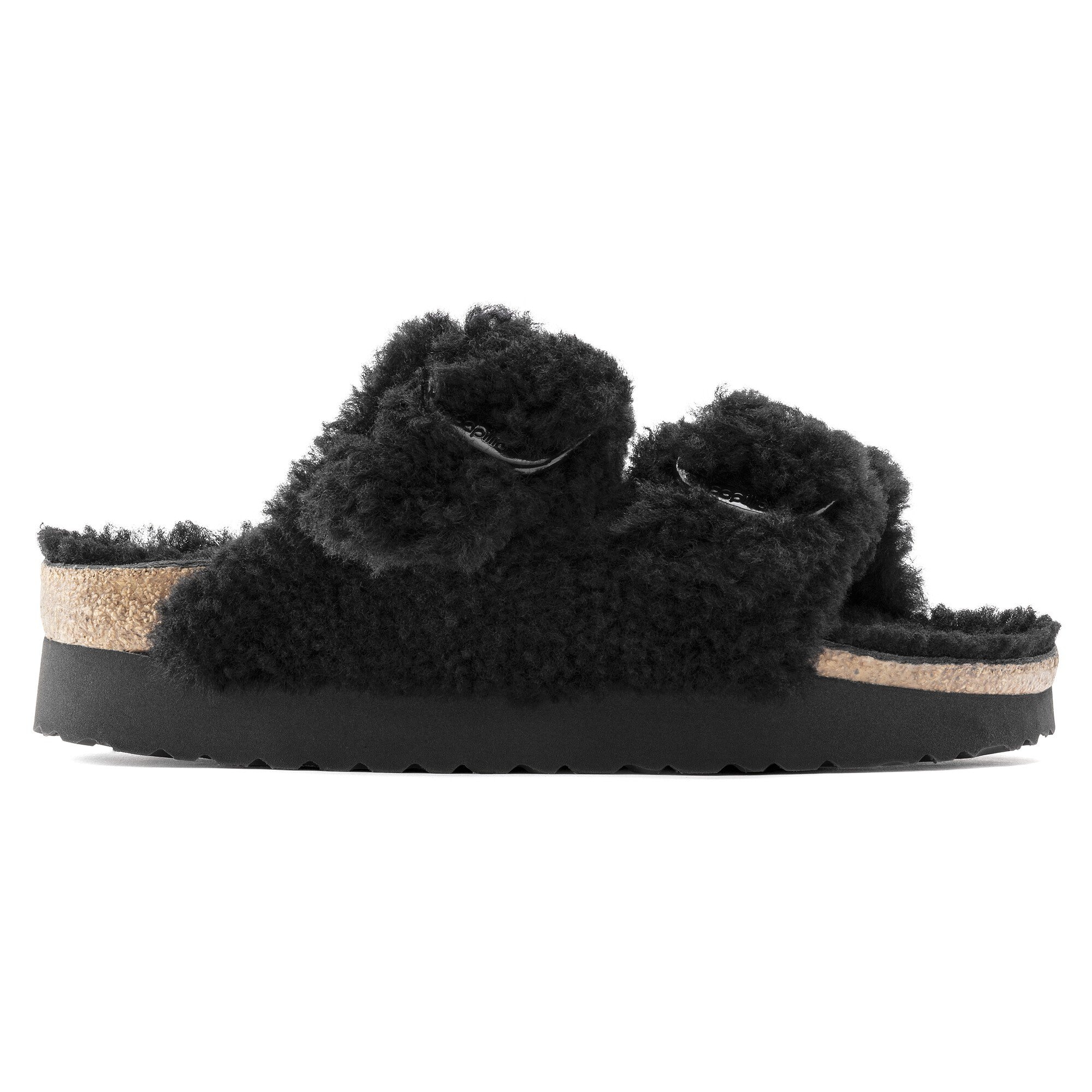 Женские сандалии Birkenstock Arizona Big Buckle Shearling Fur, цвет: Чёрный — фото 3