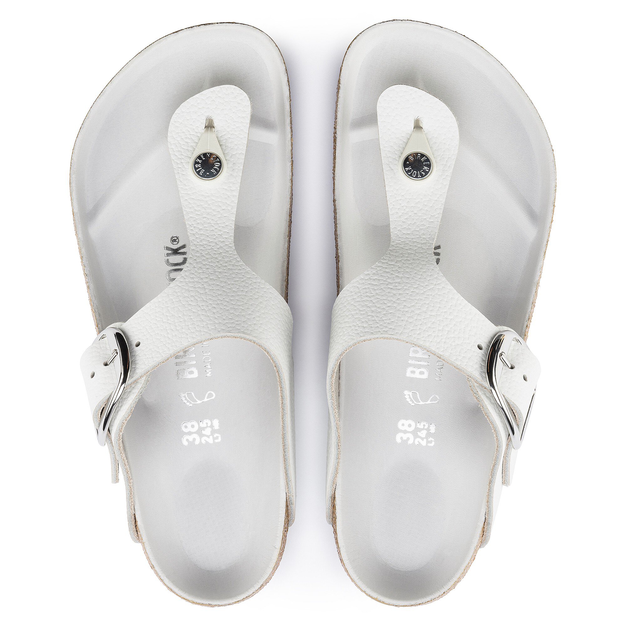 Женские сандалии Birkenstock Gizeh Big Buckle Natural Leather, цвет: Белый — фото 2