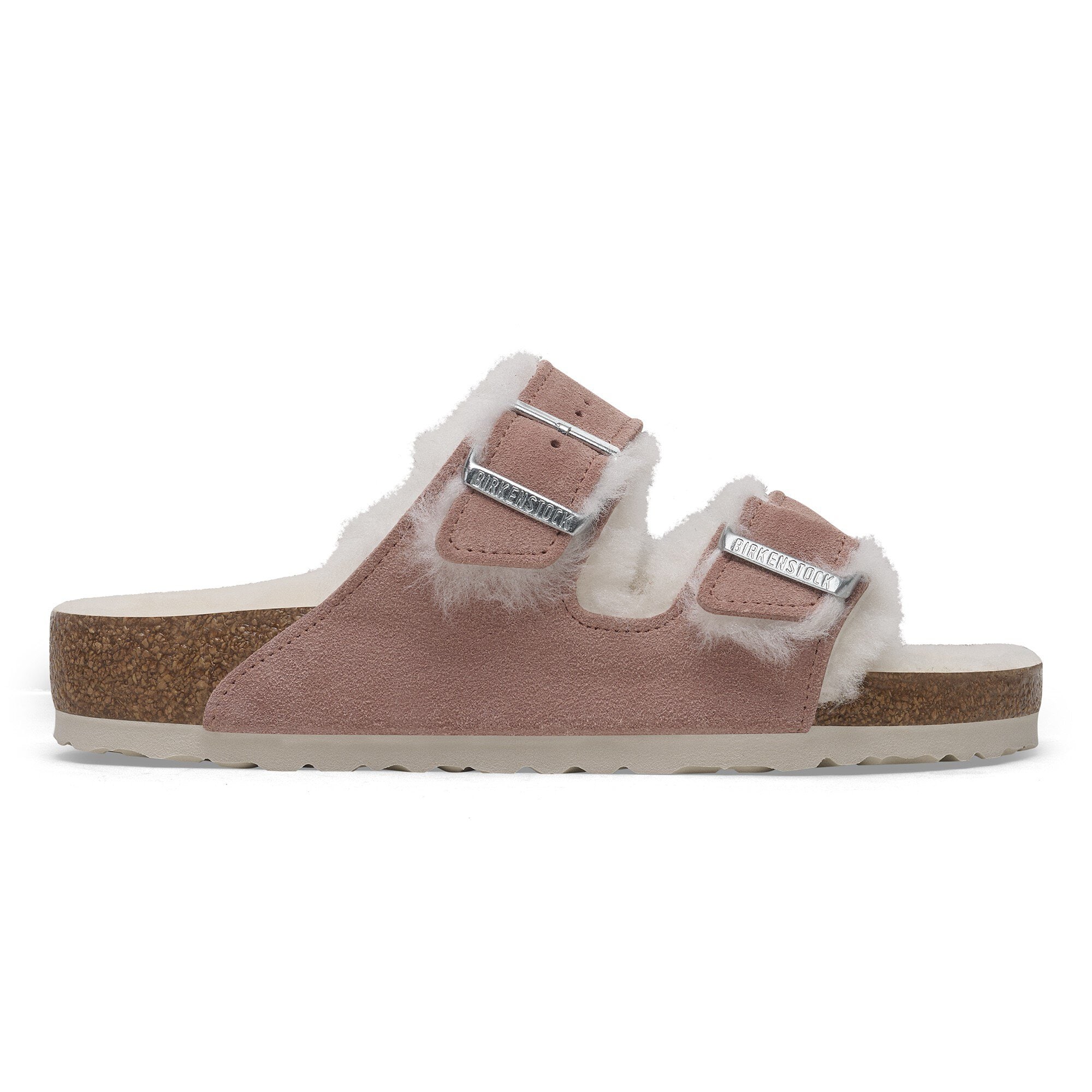 Женские сандалии Birkenstock Arizona Shearling Suede Leather, цвет: Розовый глиняный — фото 3