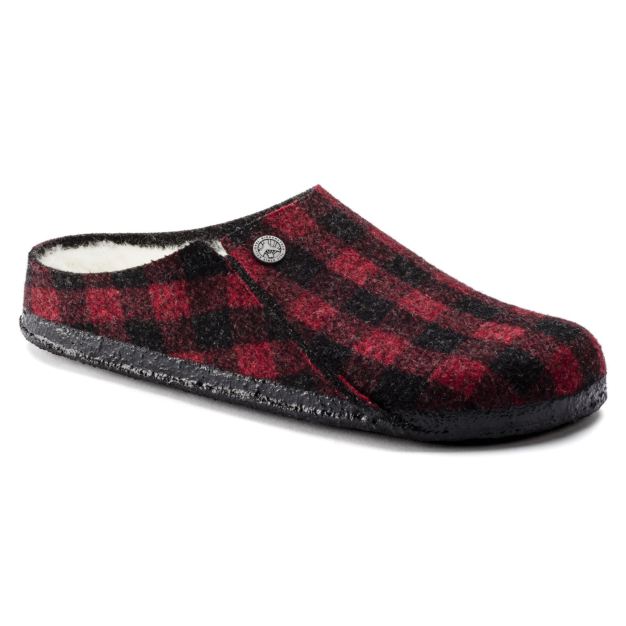 NEW BIRKENSTOCK men\'s zermatt shearling slipper in red plaid Zermatt Red Plaid Wool – ValU Shoe main image 3
