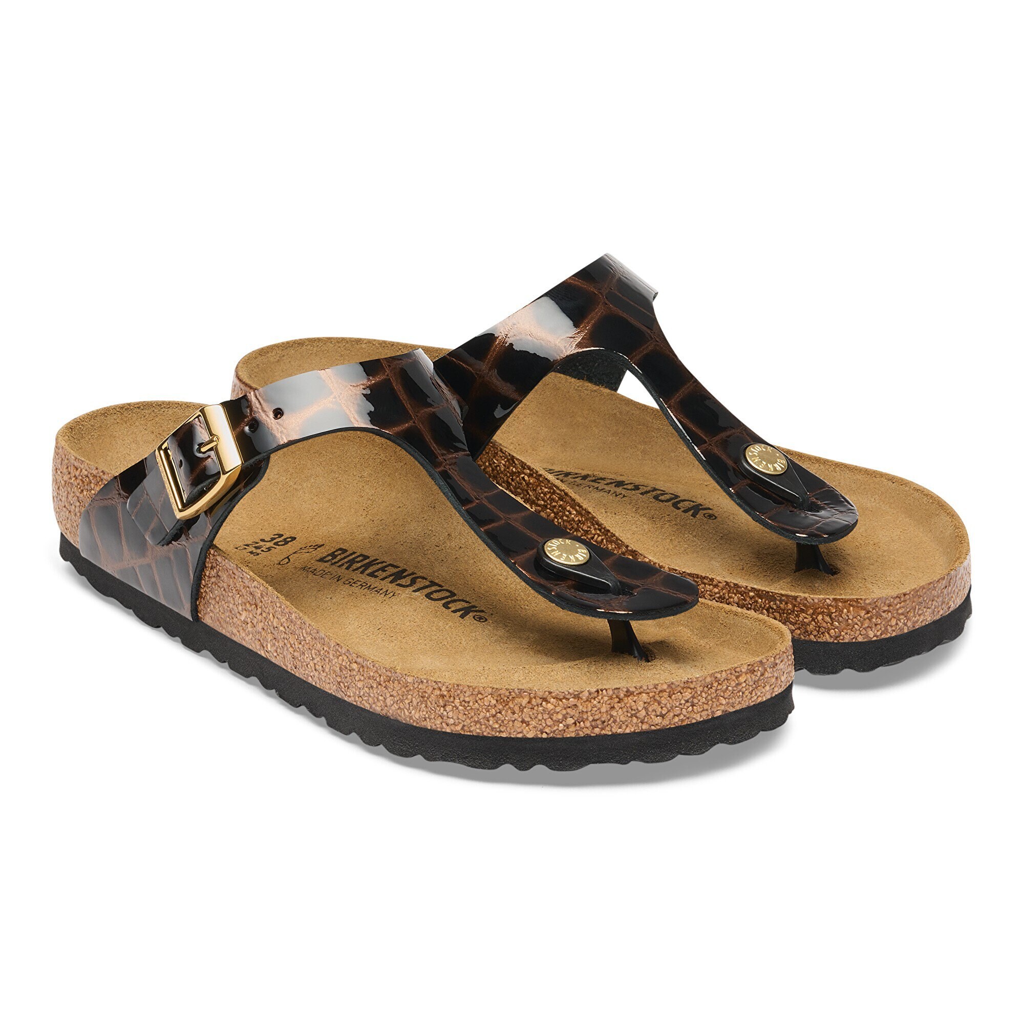 Женские сандалии Birkenstock Gizeh Natural Leather, цвет: Кожаный чёрный — фото 5