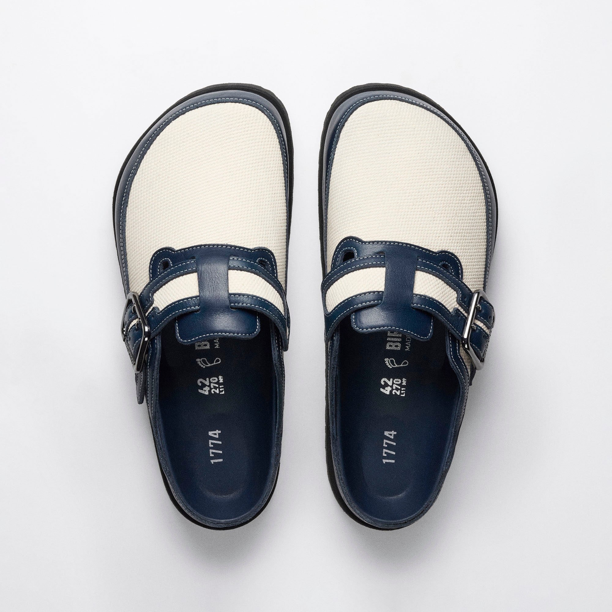 BIRKENSTOCK ネイビー モンタナ　42 1774 Boston Canvas Mixed Material in Color Midnight Navy Canvas