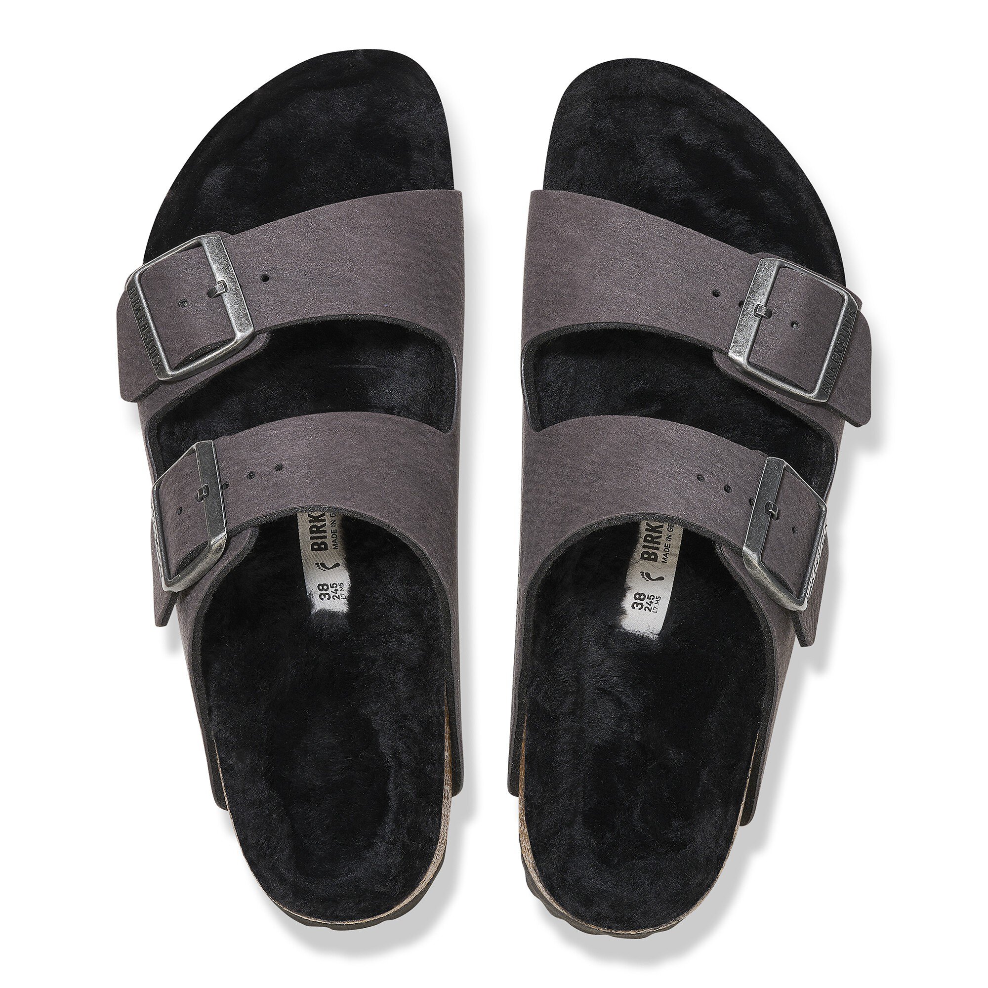 Сандалии Birkenstock Arizona Shearling Synthetics, цвет: Пустынный пыльный чёрный — фото 2