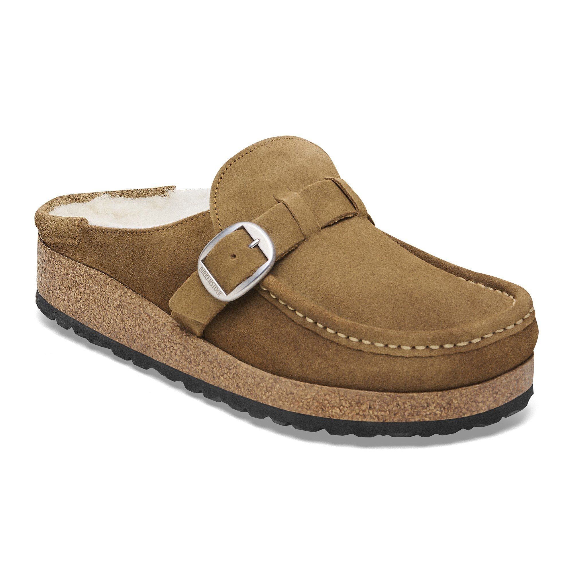 Buckley Shearling Suede Leather in Color Dark Tea | BIRKENSTOCK US