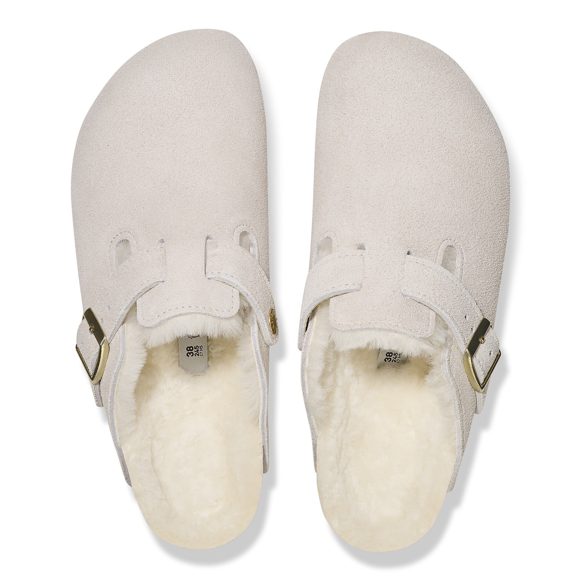 Сабо Birkenstock Boston Shearling Suede Leather, цвет: Состаренный белый — фото 2