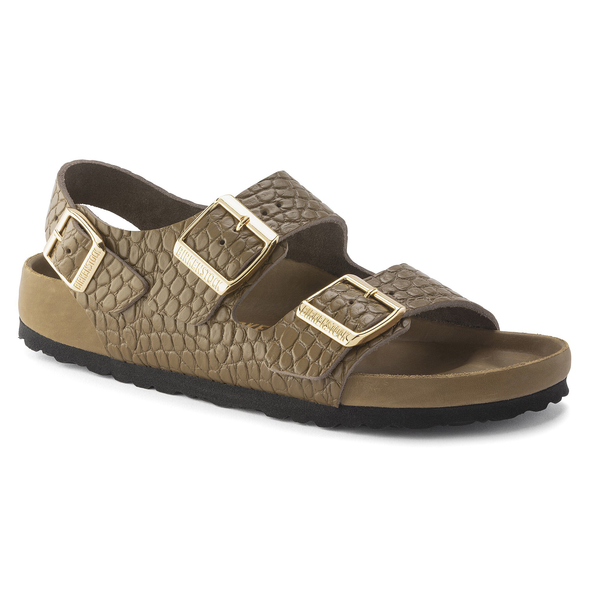 Milano Embossed Leather in Color Emboss mud green | BIRKENSTOCK US