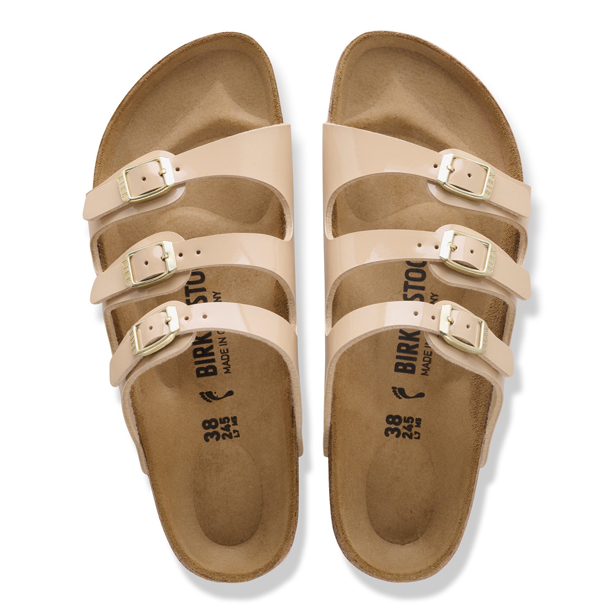 Женские сандалии Birkenstock Florida Birko-Flor Patent, цвет: Лаковый песочный — фото 2