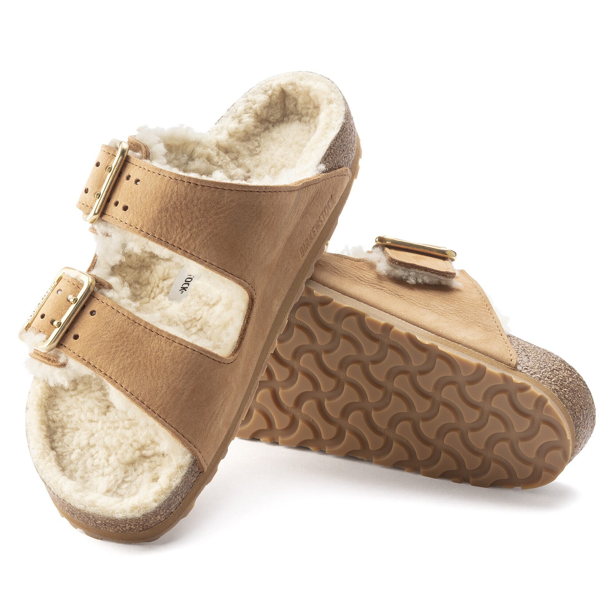 Мужские сандалии Birkenstock Arizona Bold Shearling Natural Leather, цвет: Коньячный — фото 6