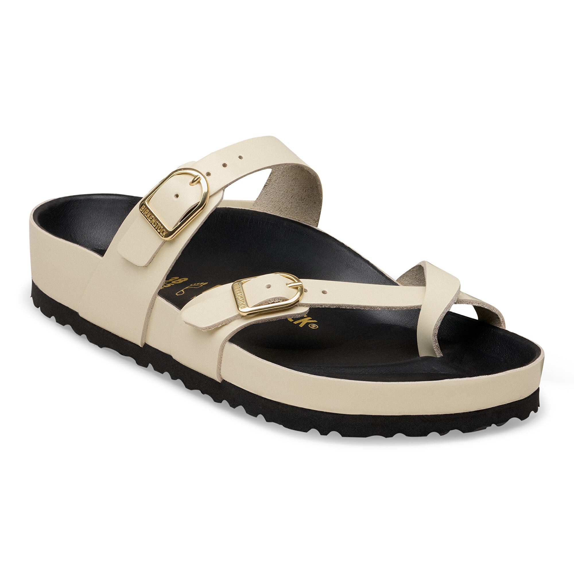 Mayari Natural Leather Patent in Color High-Shine Ecru/Black