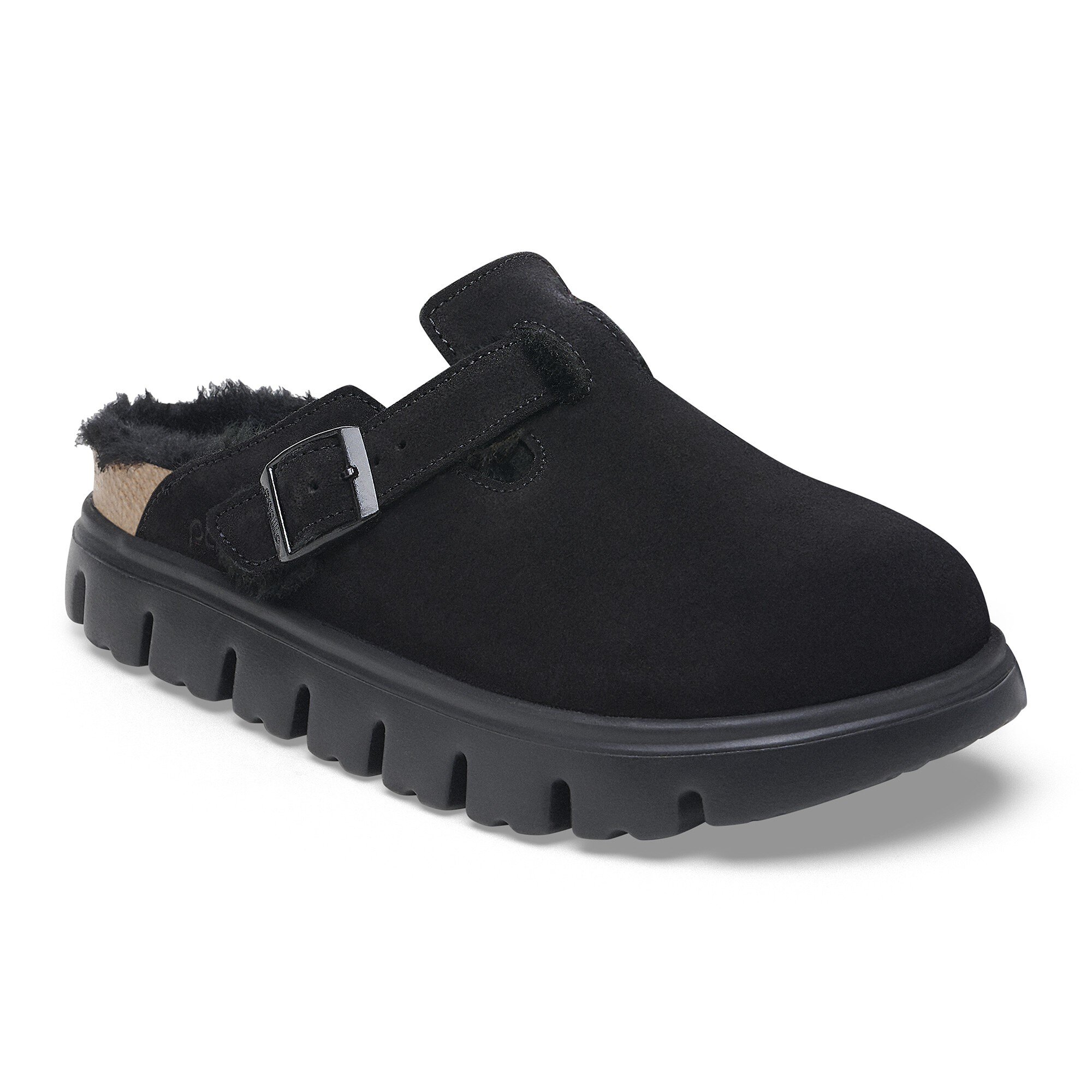 Boston Chunky Shearling Suede Leather in Color Black | BIRKENSTOCK US