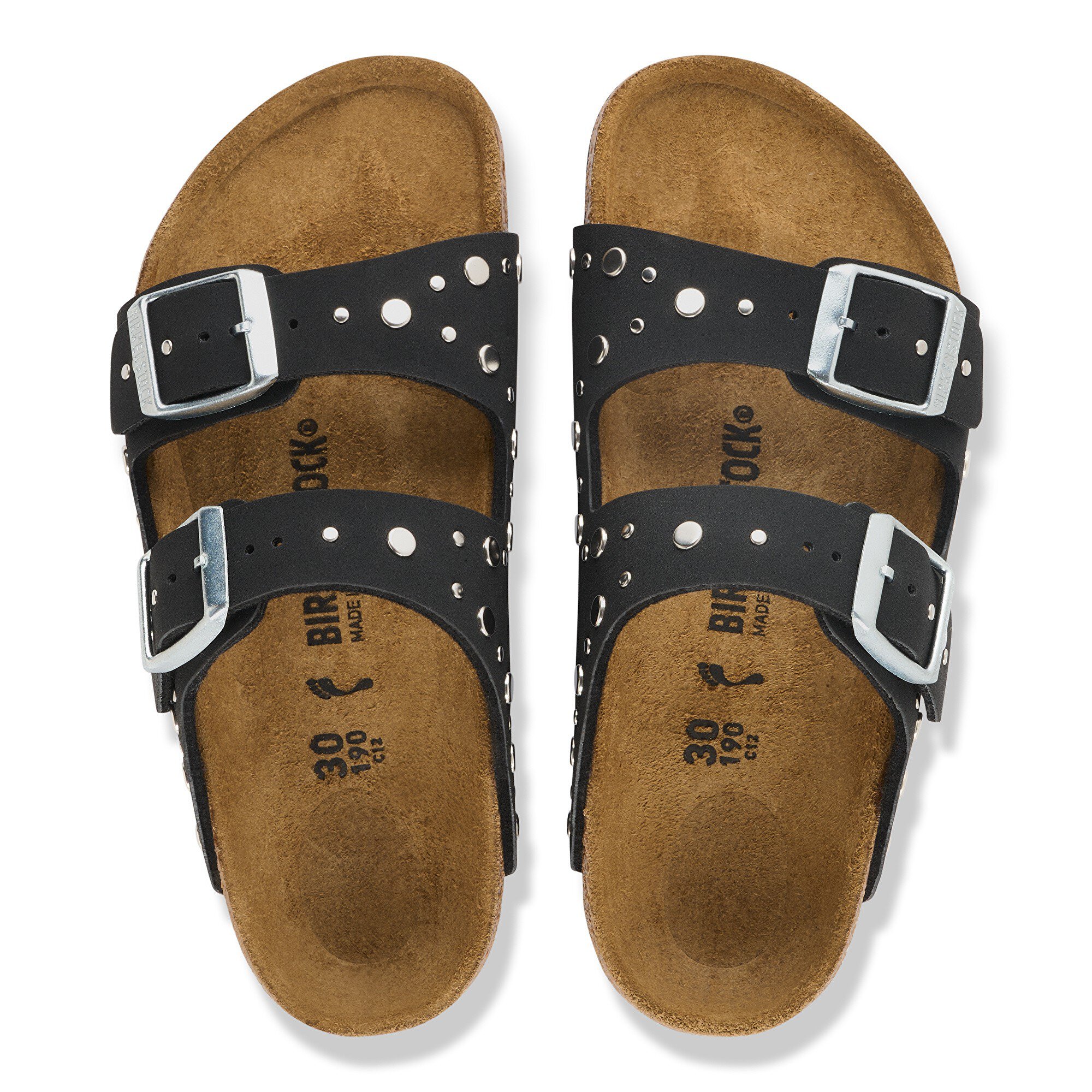 Детские сандалии Birkenstock Arizona Rivet Border Kids Birko-Flor Nubuck, цвет: Чёрный — фото 2