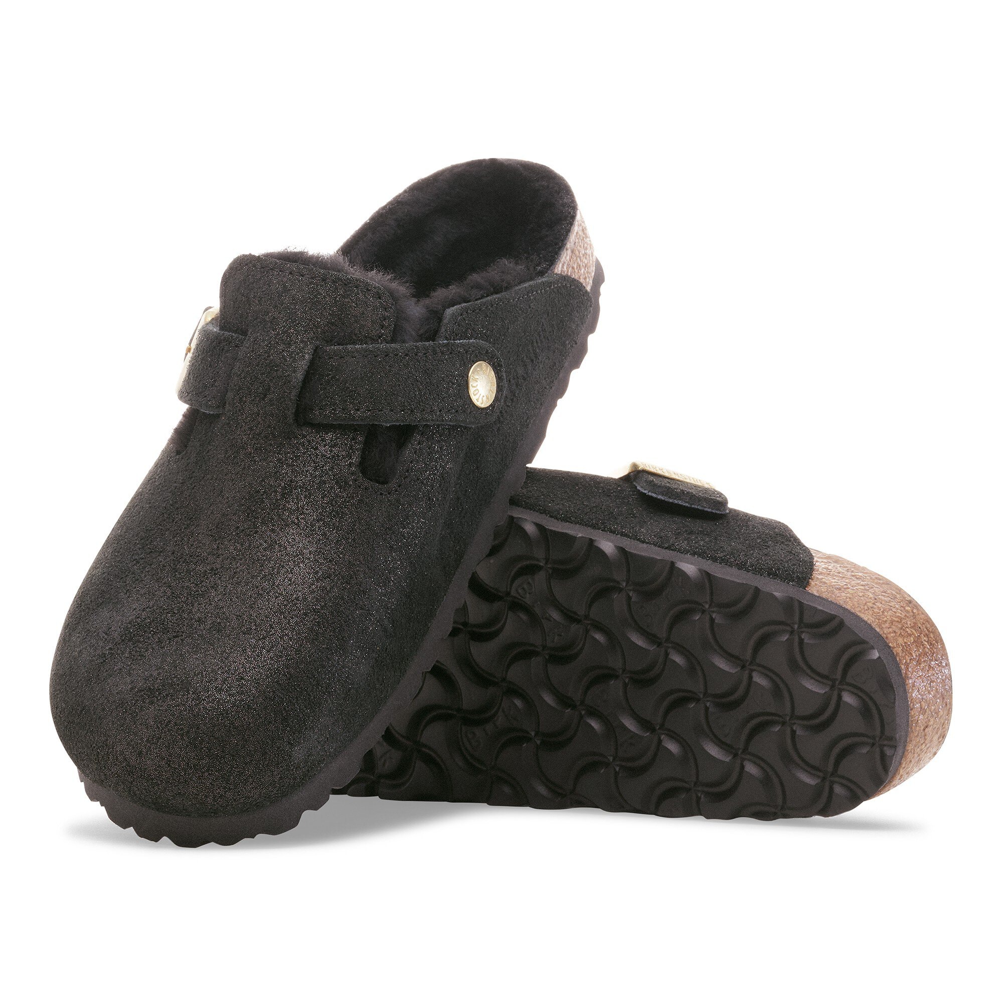 Сабо Birkenstock Boston Shearling Suede Leather/Fur, цвет: Чёрный замшевый — фото 4