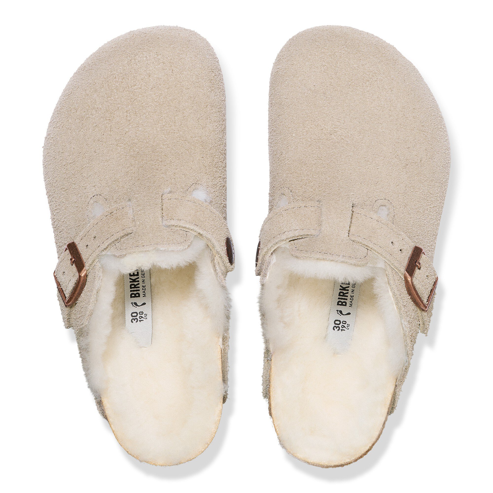 Детские сабо Birkenstock Boston Shearling Kids Suede Leather/Fur, цвет: Серо-коричневый — фото 2