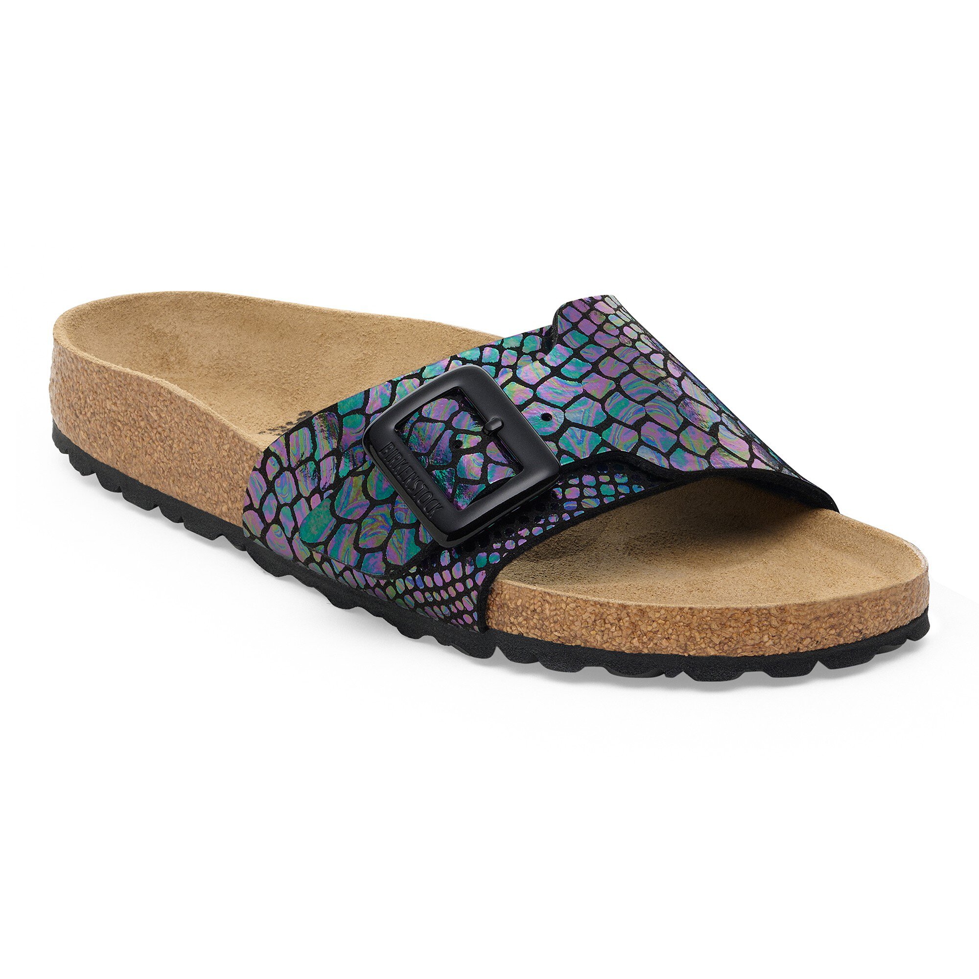 Catalina Luxe Buckle Synthetics in Color Shiny Snake Black