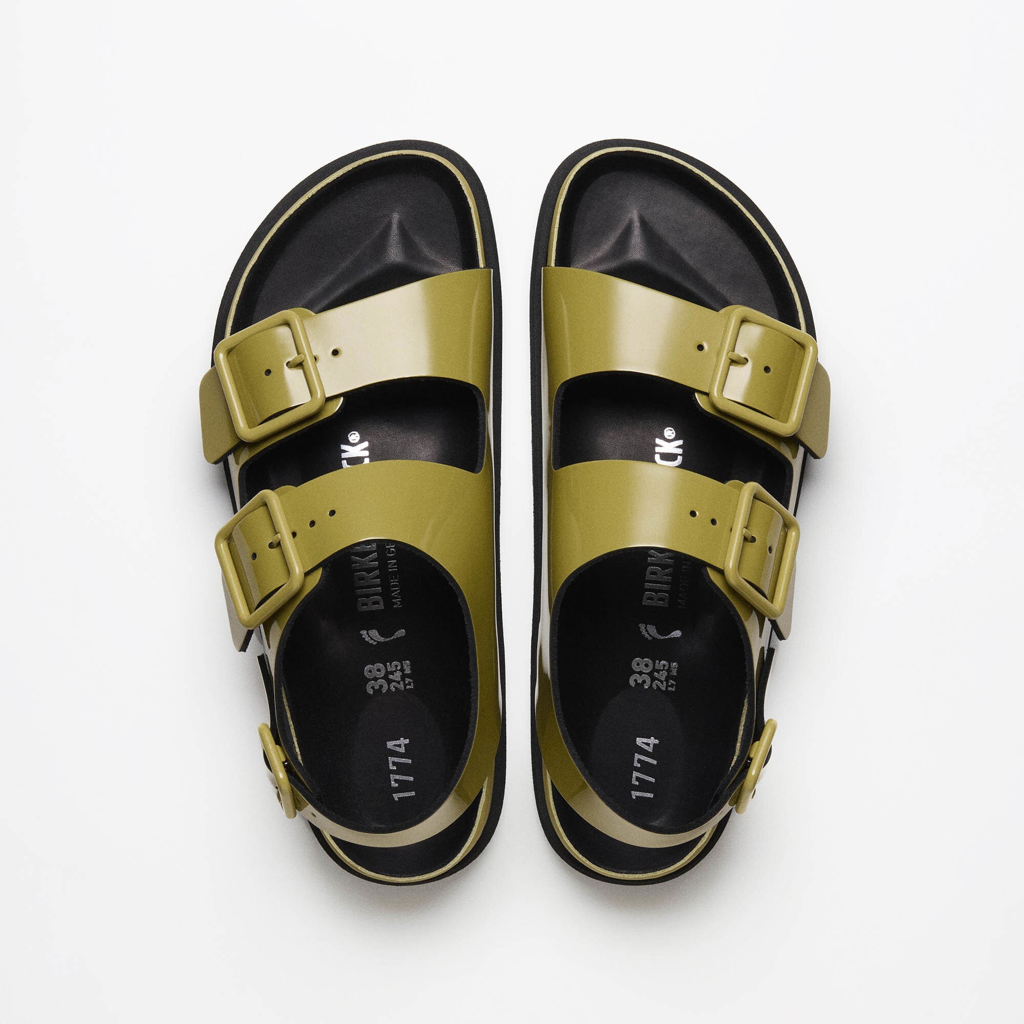 1774 Milano Leather Patent Leather in Color Golden Olive