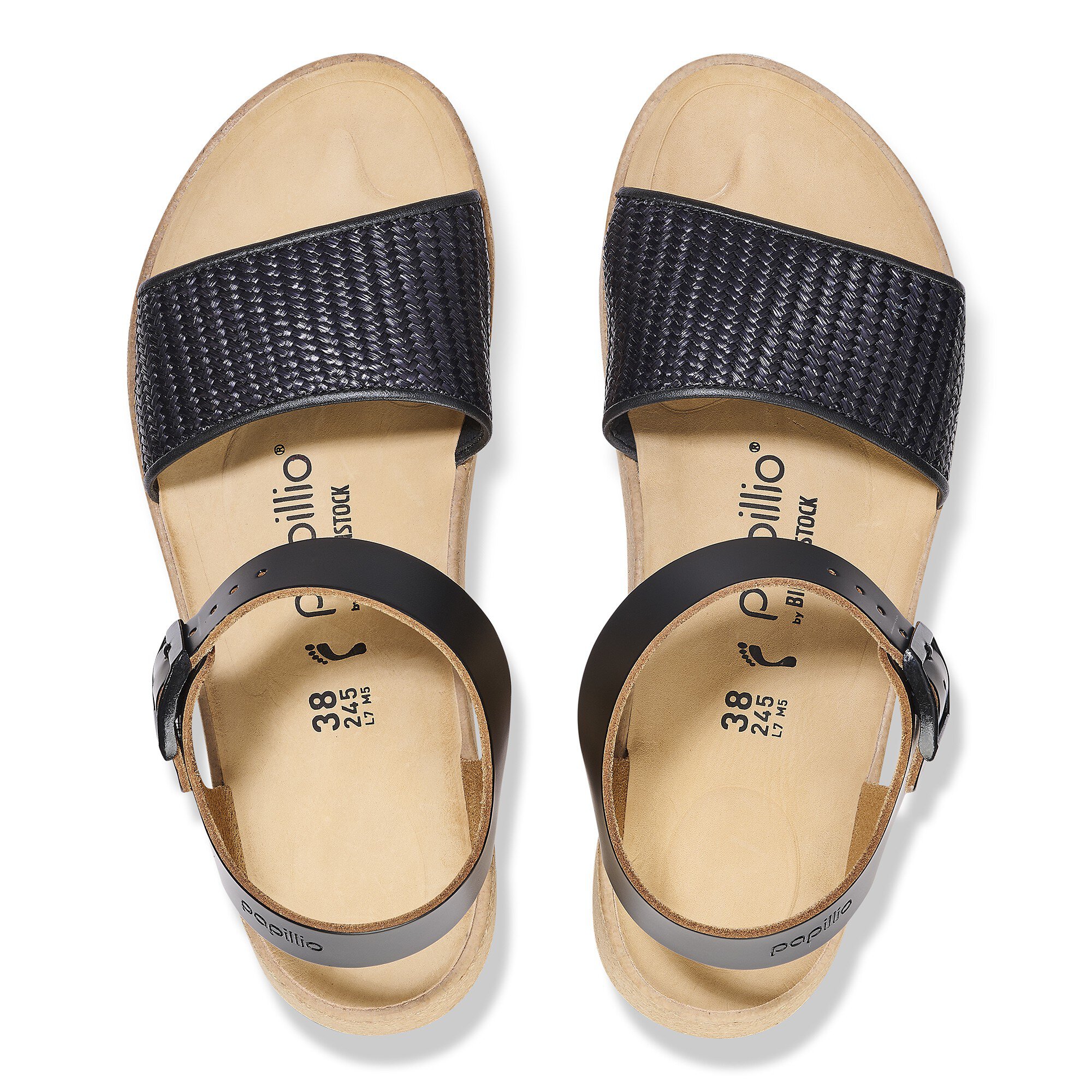 Женские сандалии Birkenstock Glenda Raffia Natural Leather/Synthetics, цвет: Чёрный — фото 2