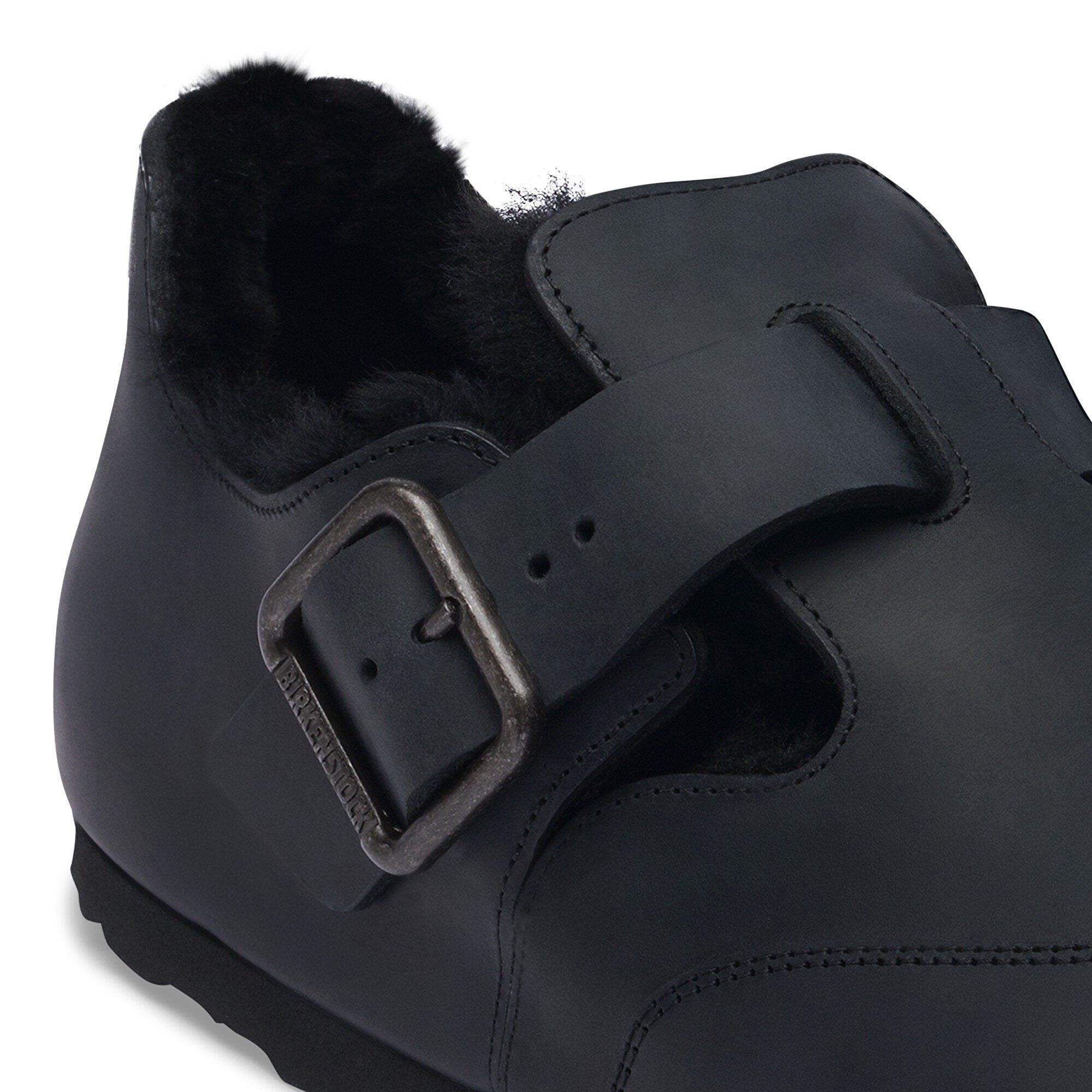 Туфли Birkenstock London Shearling South Pole Natural Leather Oiled, цвет: Чёрный — фото 5
