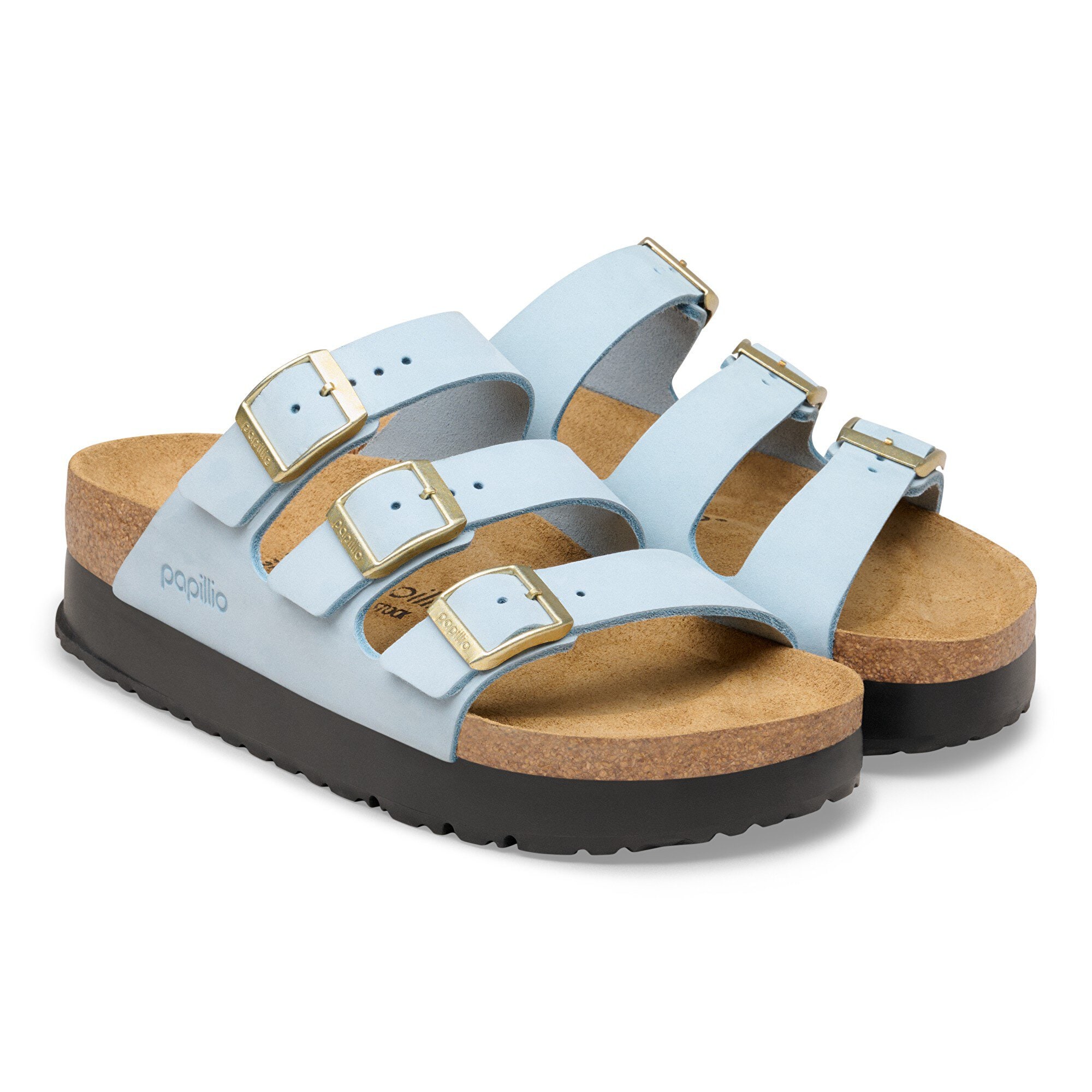 Женские сандалии Birkenstock Florida Flex Platform Nubuck Leather, цвет: Синий — фото 4