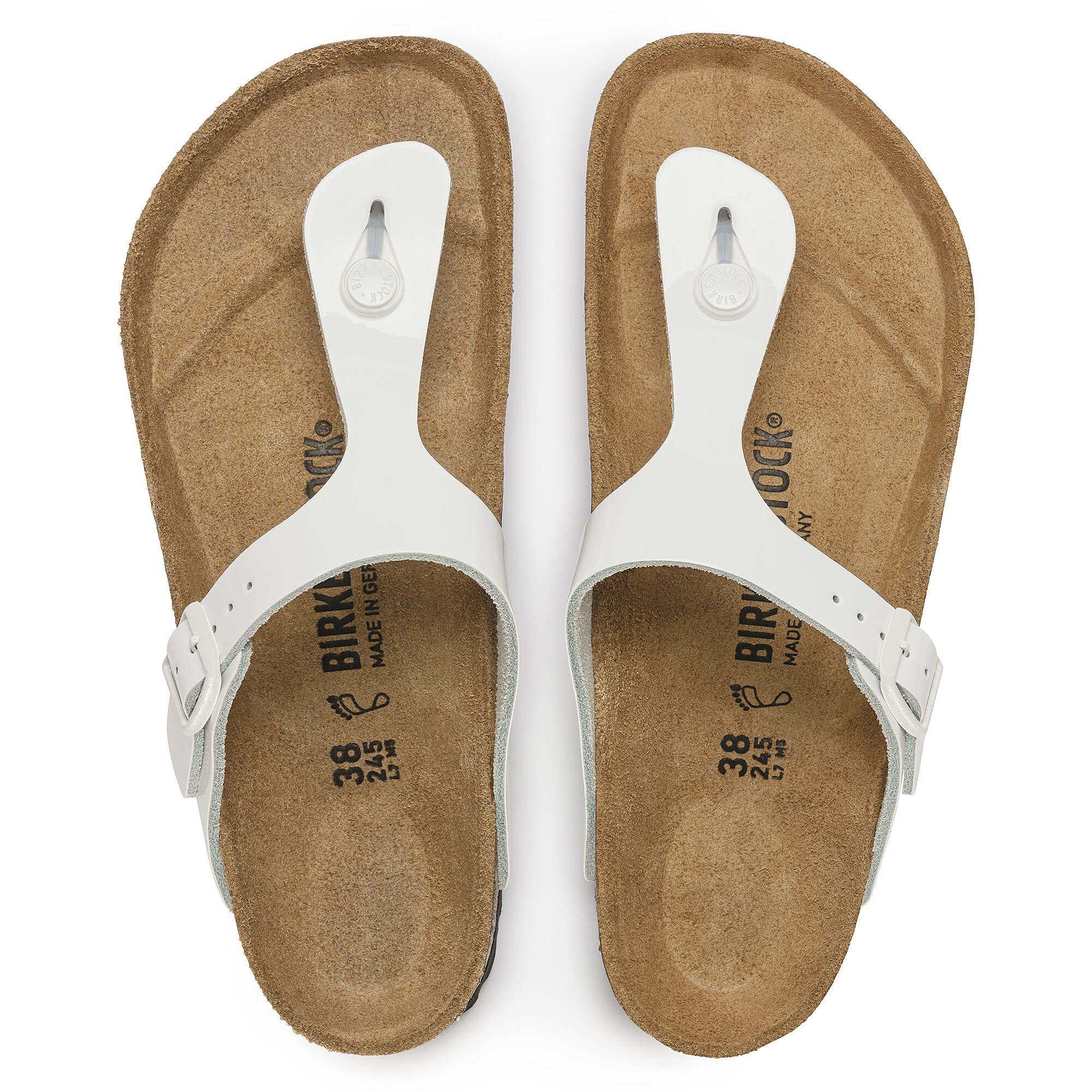Женские сандалии Birkenstock Gizeh Natural Leather Patent, цвет: Лаковый белый — фото 2