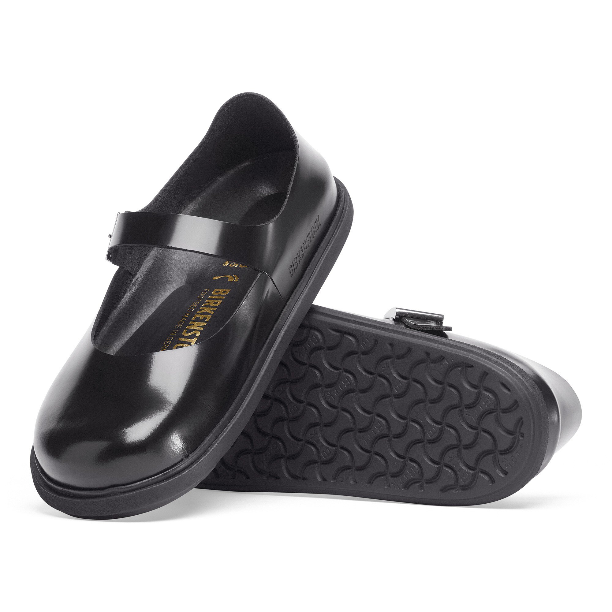 Женская обувь Birkenstock Mantova Cup Sole Natural Leather Patent, цвет: Чёрный — фото 8