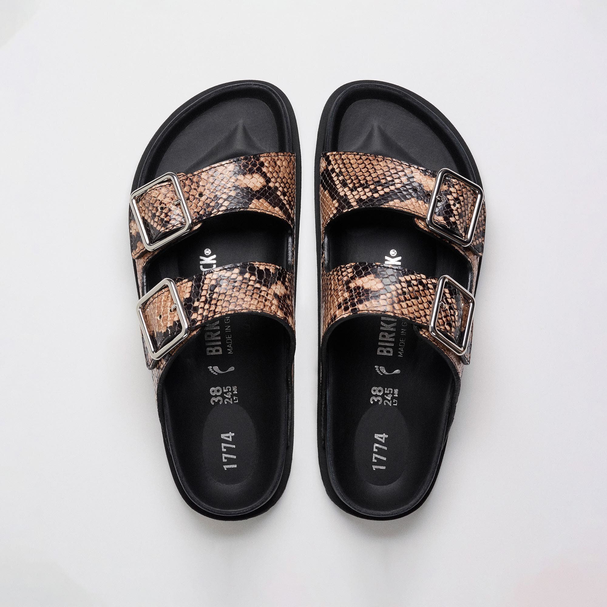 靴 Birkenstock 1774 Arizona Lined Snake Arizona Lined 1774 Cuir naturel en Natural Snake Brown