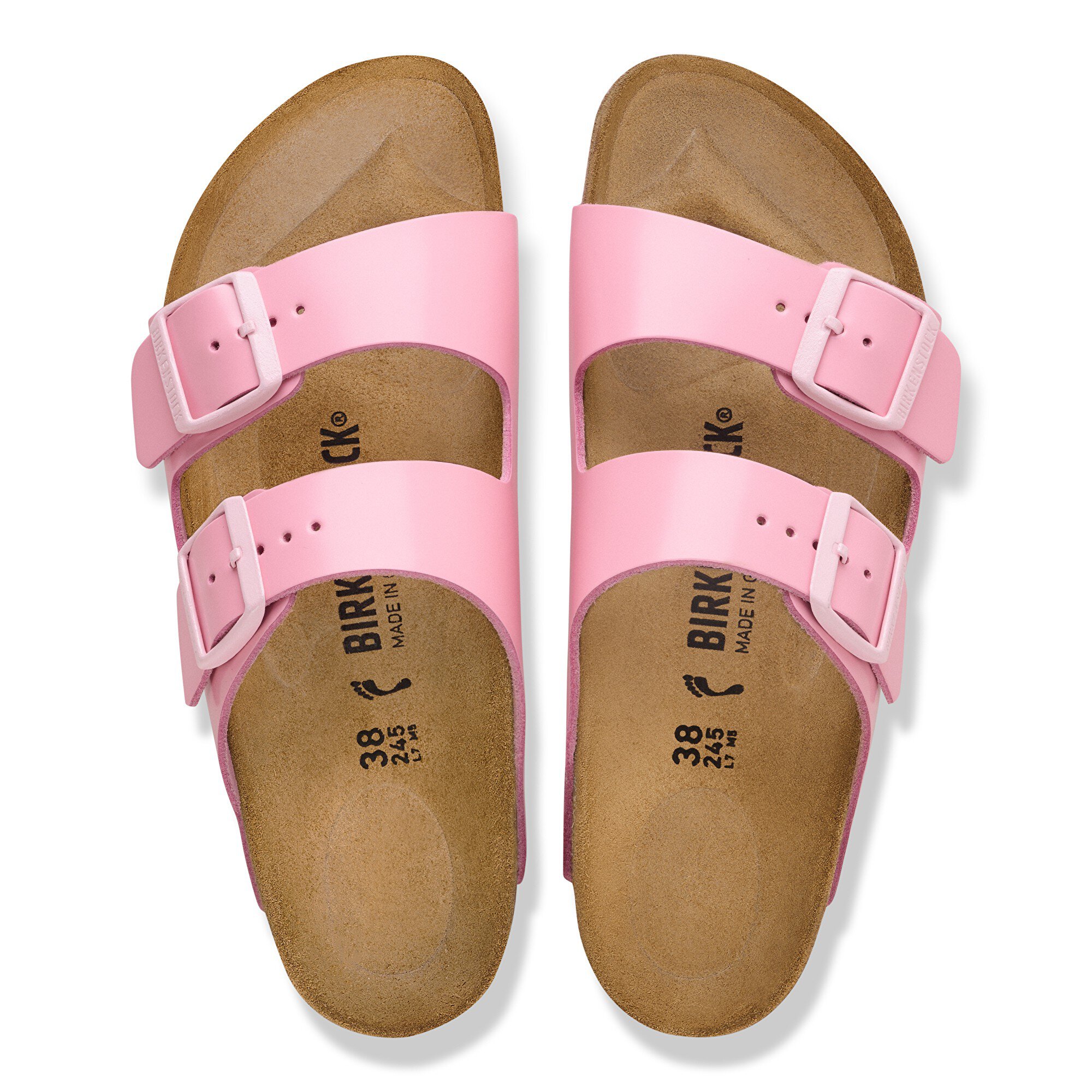Женские сандалии Birkenstock Arizona Natural Leather Patent, цвет: Розовый — фото 2