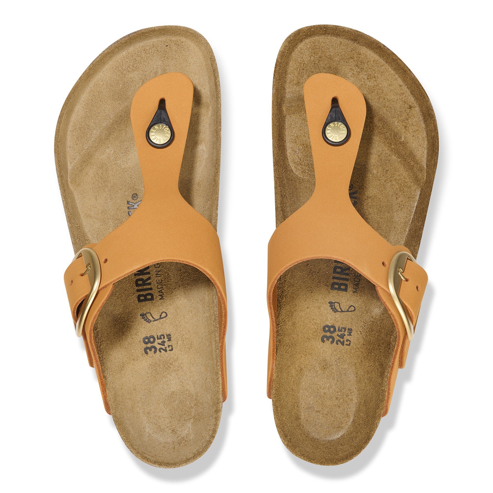 Женские сандалии Birkenstock Gizeh Big Buckle Nubuck Leather, цвет: Оранжевый — фото 2